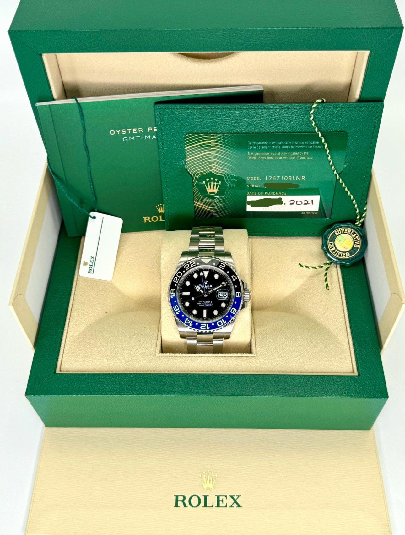 2021 Rolex GMT-Master II "Batman" 40mm 126710BLNR Oyster Black Dial - MyWatchLLC