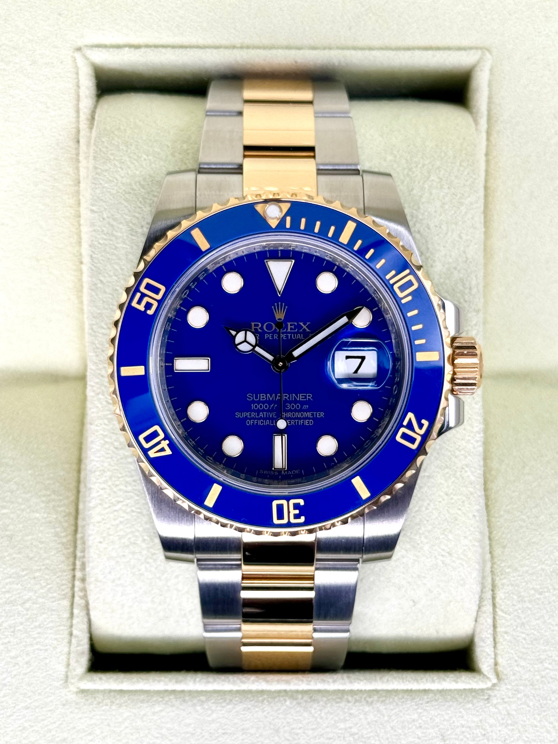 2010 Rolex Submariner "Bluesy" 40mm 116613LB Two-Tone Flat Blue Dial - MyWatchLLC
