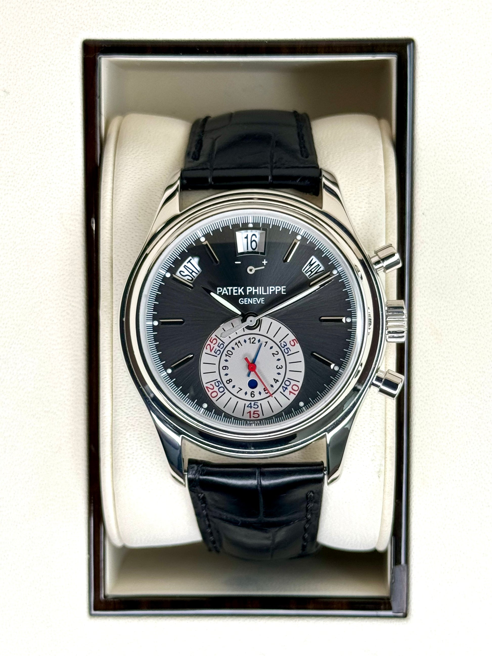 2006 Patek Phillippe Annual Calendar Chrono 40.5mm Platinum Black Dial - MyWatchLLC