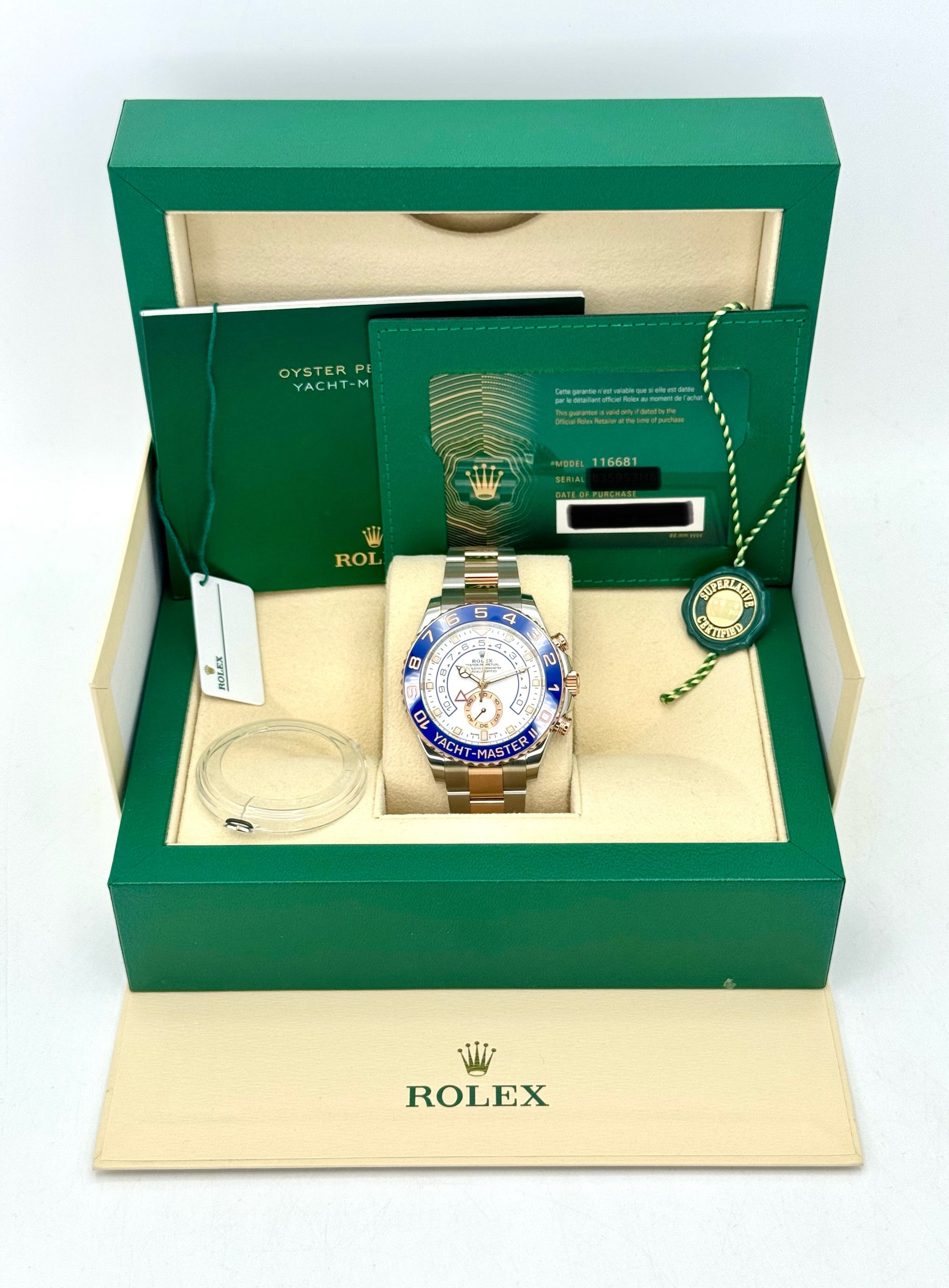 2022 Rolex Yacht-Master II 44mm 116681 Two-Tone White Dial - MyWatchLLC