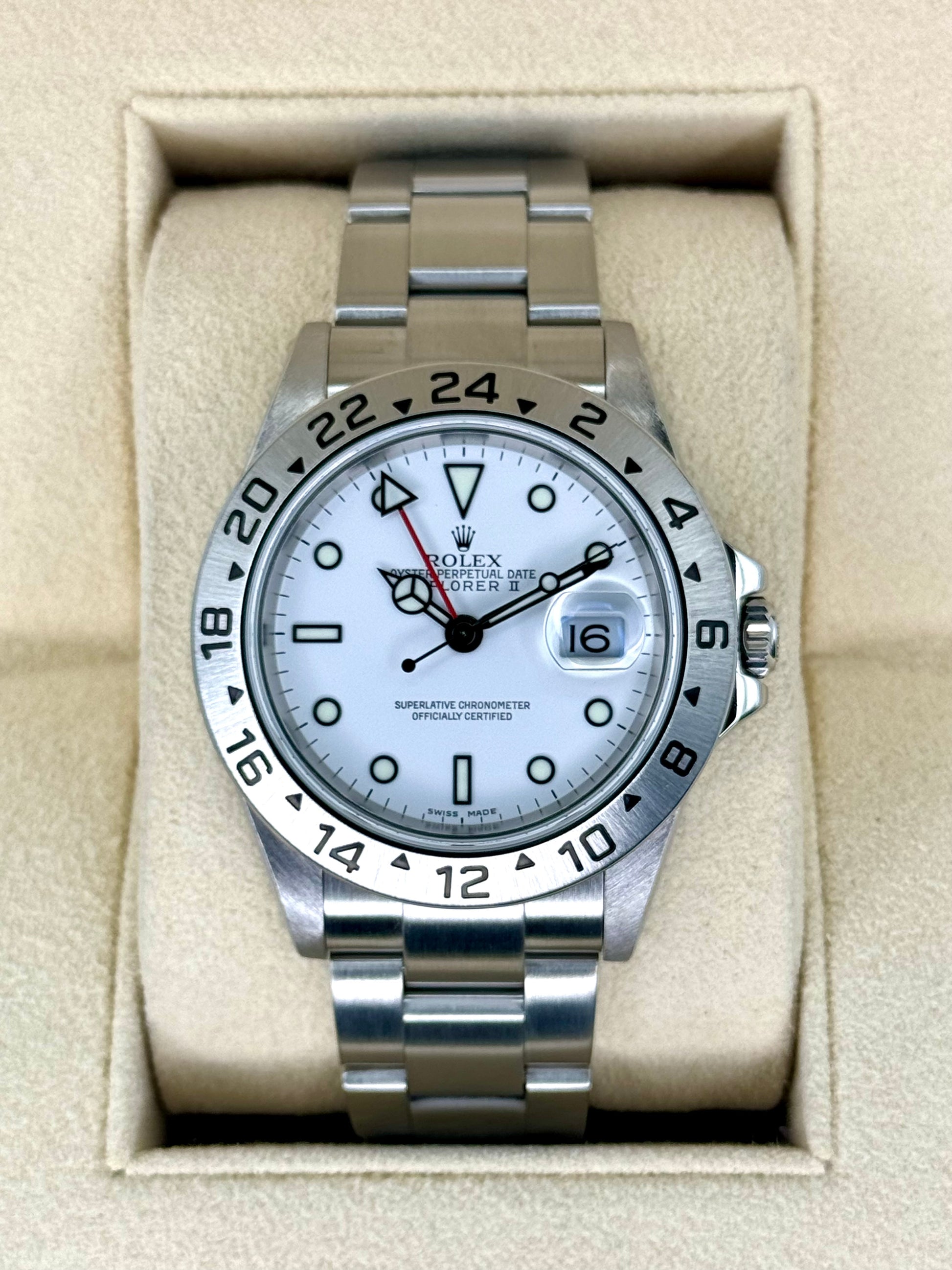 2006 Rolex Explorer II 40mm 16570 Stainless Steel Polar White Dial - MyWatchLLC