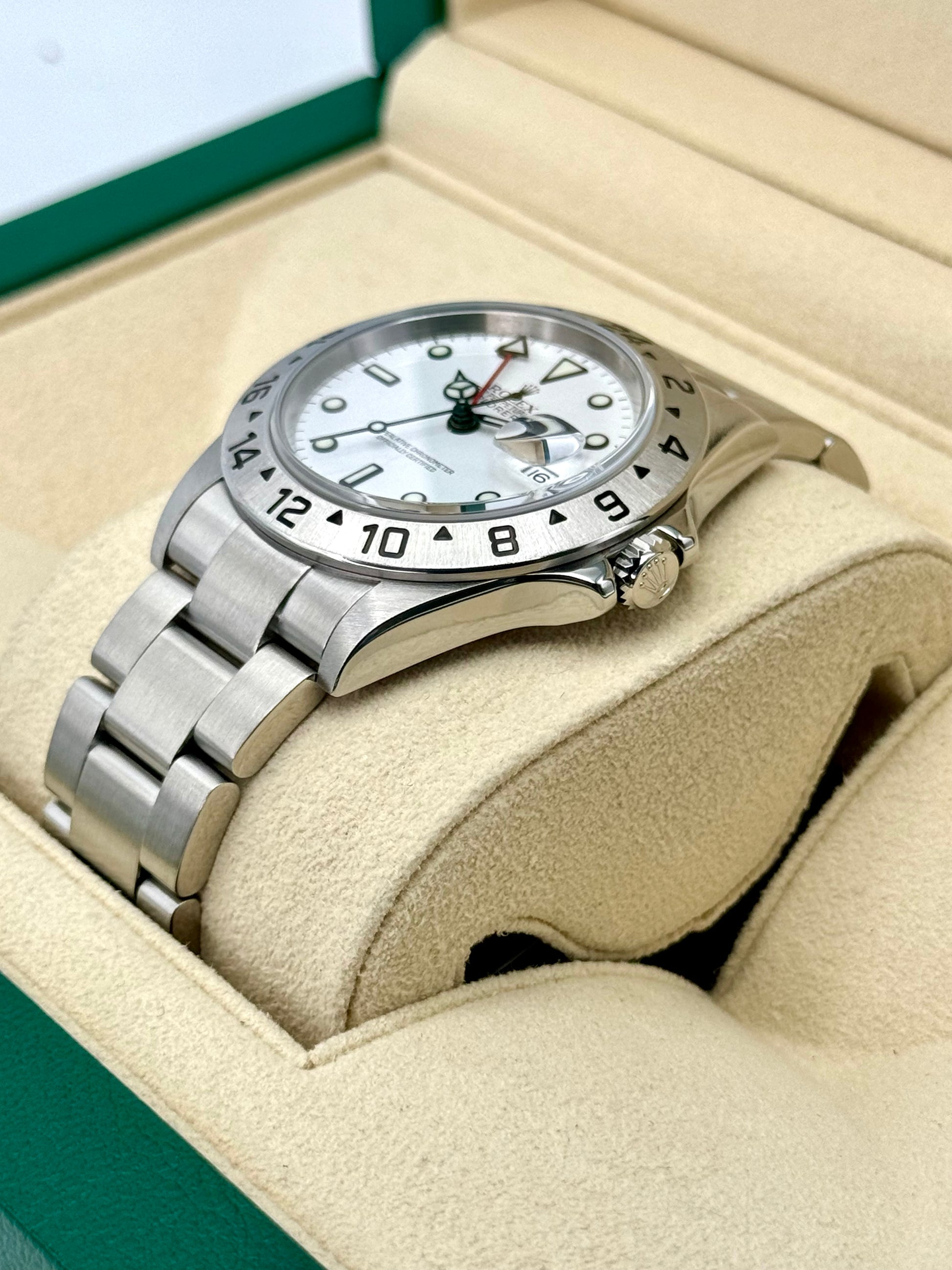 2006 Rolex Explorer II 40mm 16570 Stainless Steel Polar White Dial - MyWatchLLC