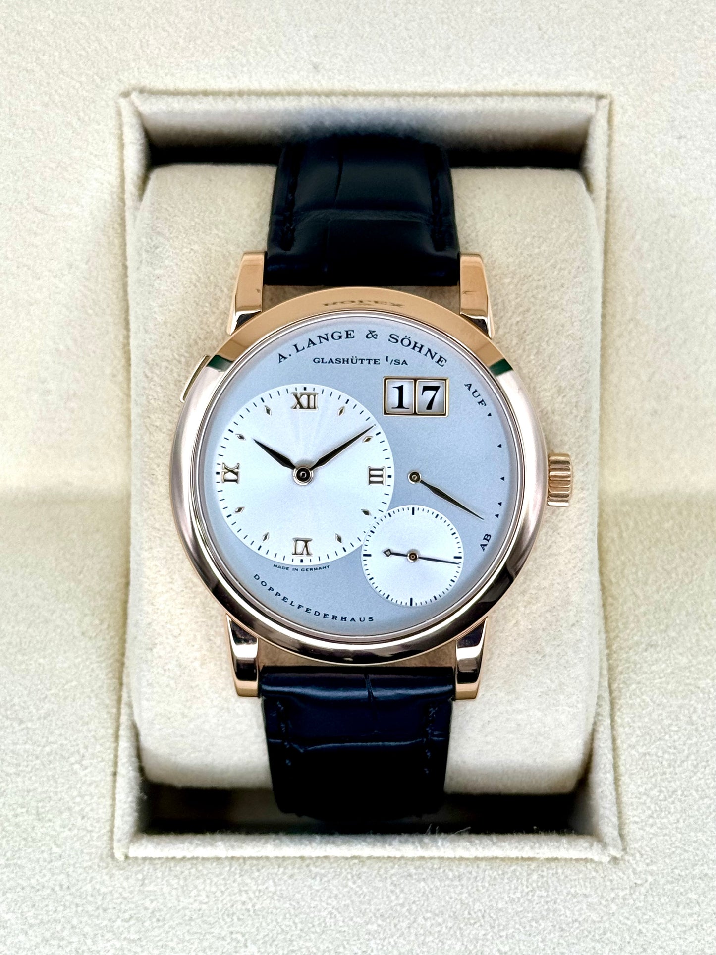 2000 A Longe & Shone Lange 38.5mm 101.032 Rose Gold Silver Dial - MyWatchLLC