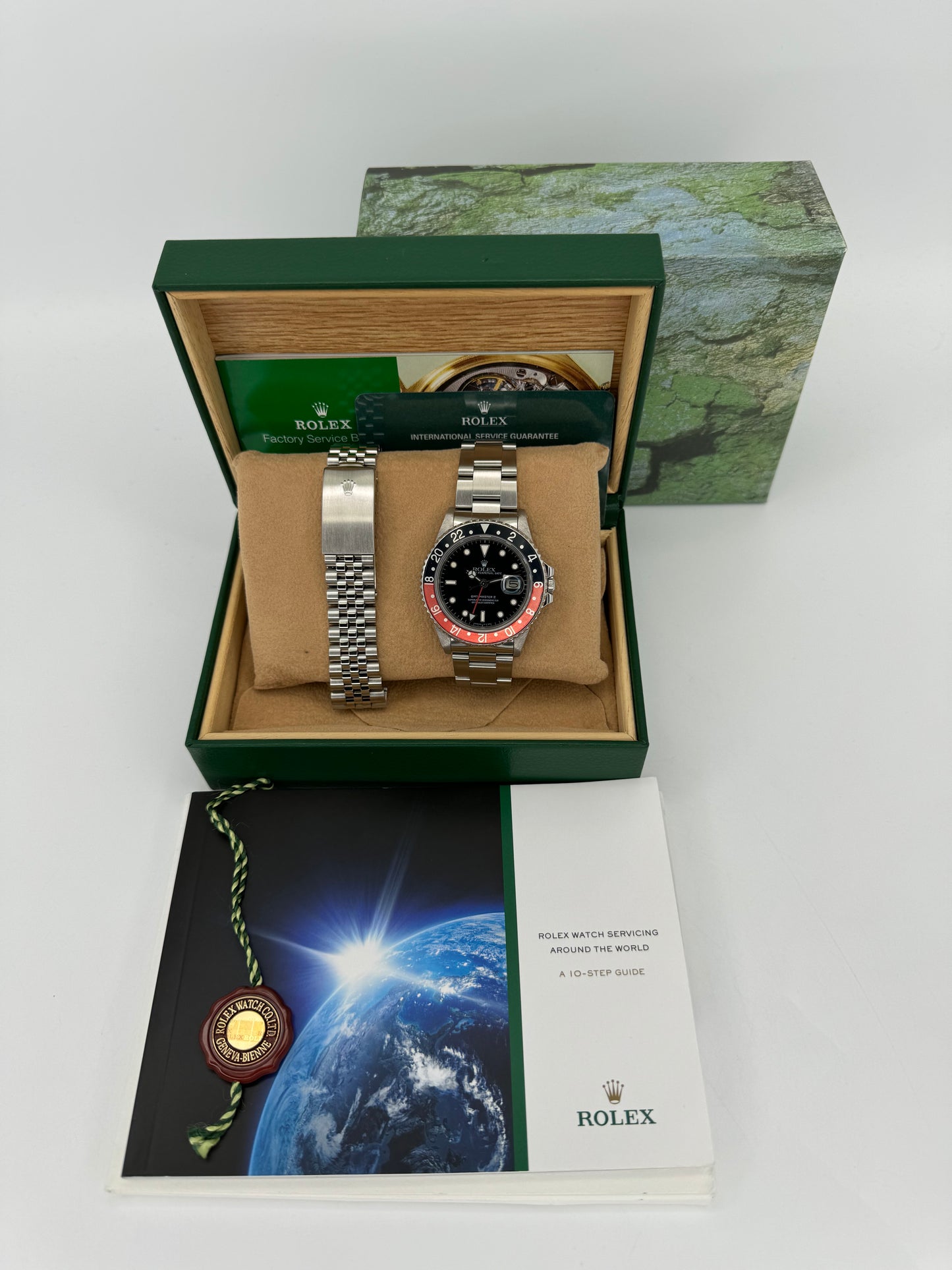 1987 Rolex GMT Master II "Coke" Fat Lady  16760 Black Dial w/RSC Card - MyWatchLLC