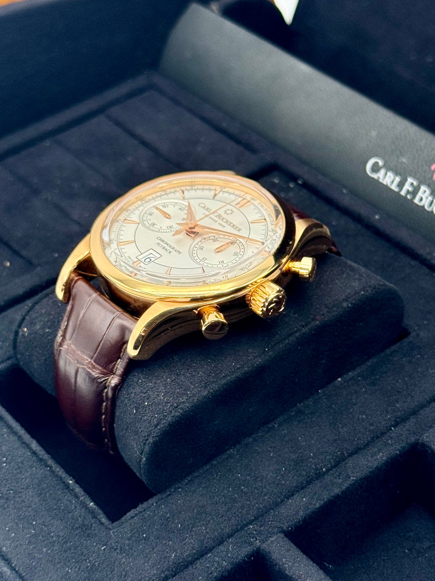 2020 Carl F. Bucherer Manero Flyback 43mm Rose Gold Silver Dial