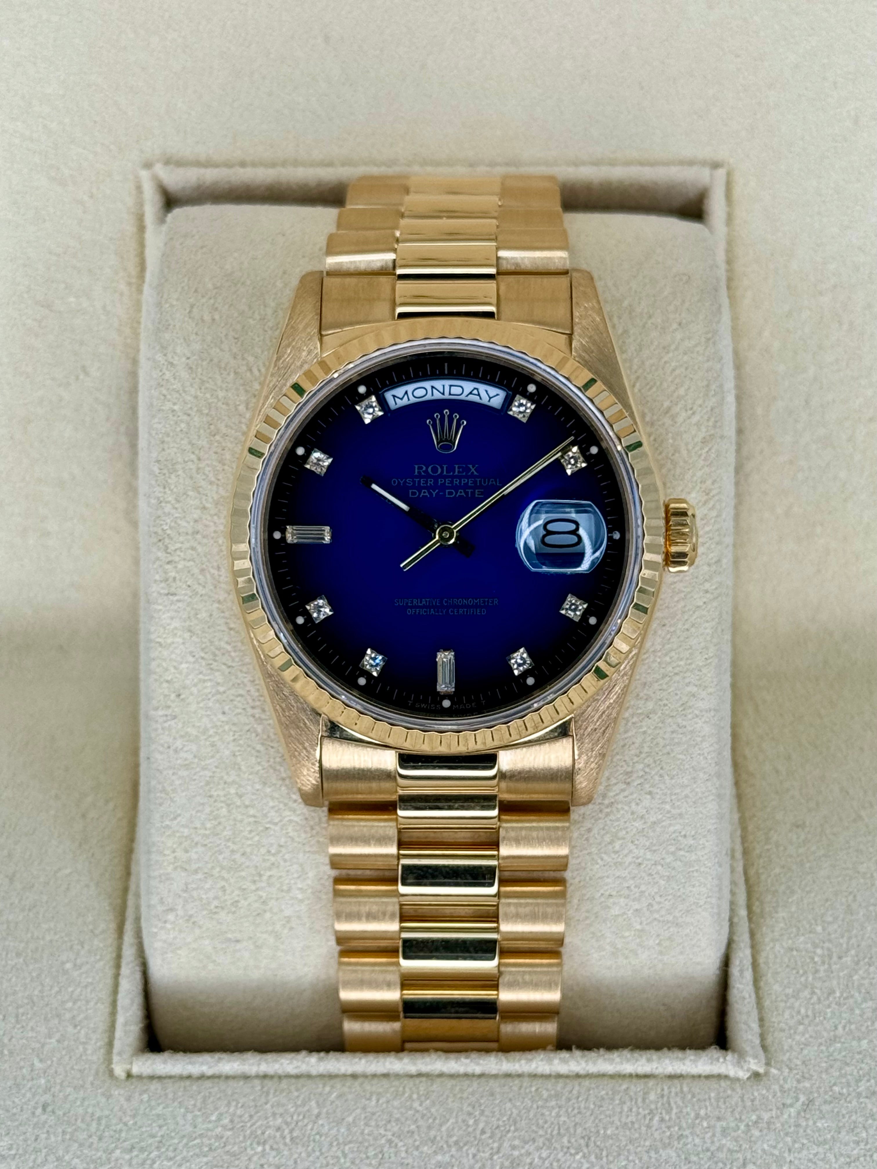 1988 Day Date 36mm 18038 Gold Presidential Blue Vignette Dial