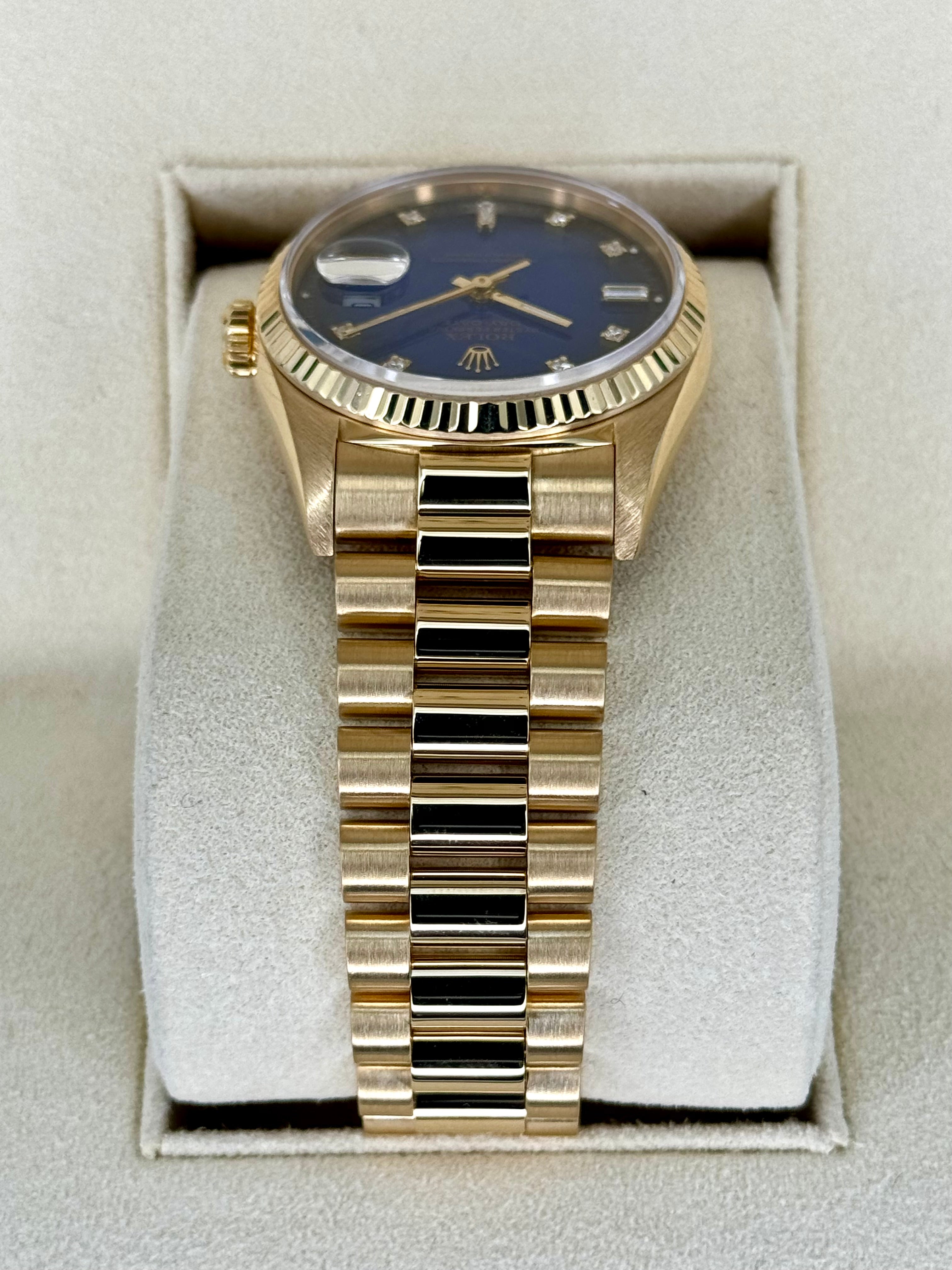 1988 Day Date 36mm 18038 Gold Presidential Blue Vignette Dial MyWatchLLC