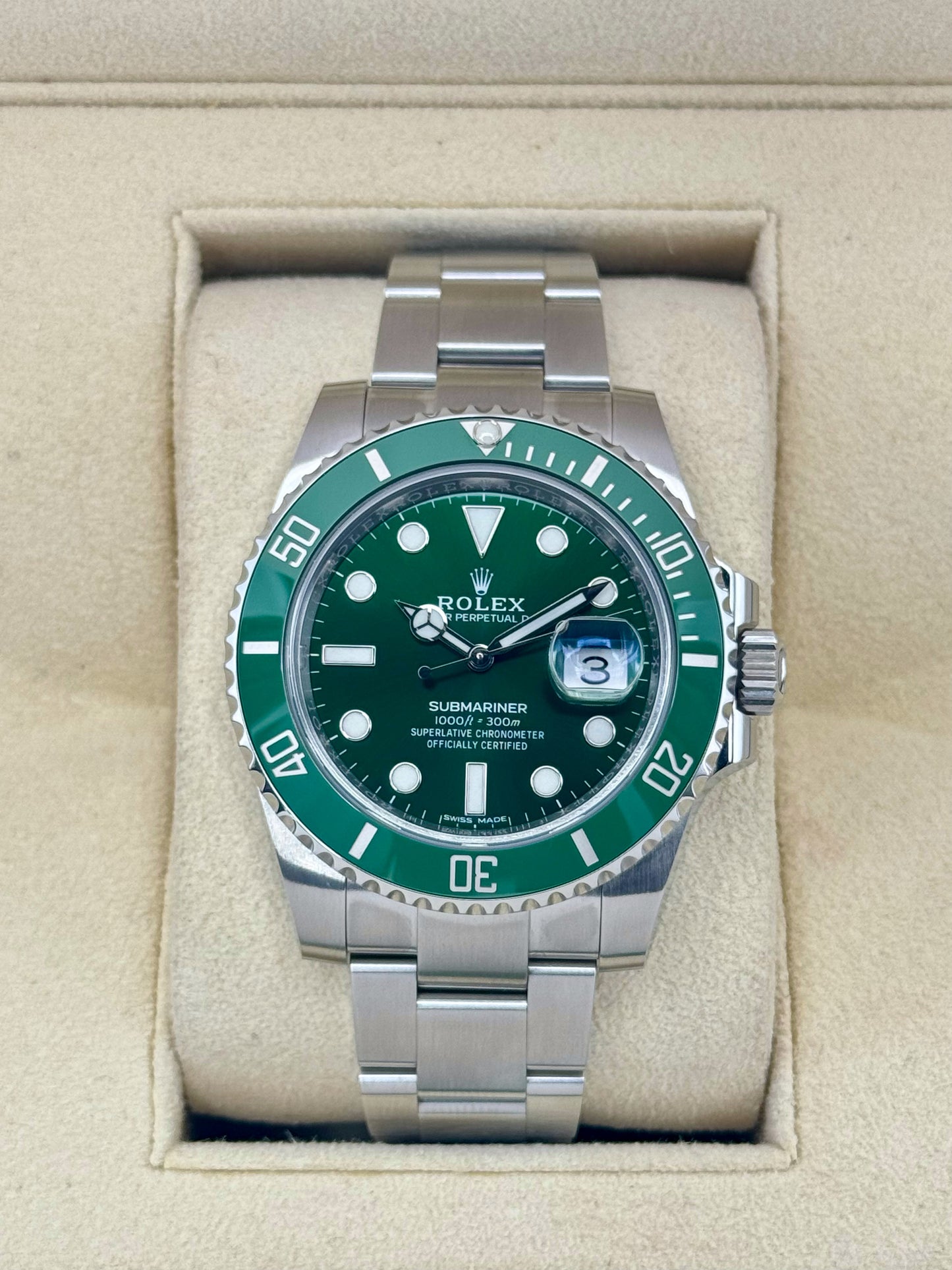 2018 Rolex Submariner “Hulk” 40mm 116610LV Green Dial