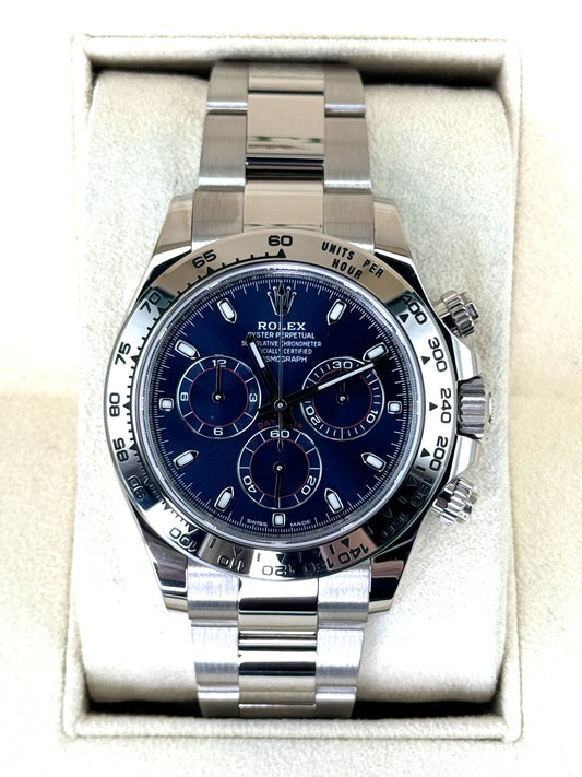 2021 Rolex Daytona 40mm 116509 White Gold Blue Dial - MyWatchLLC