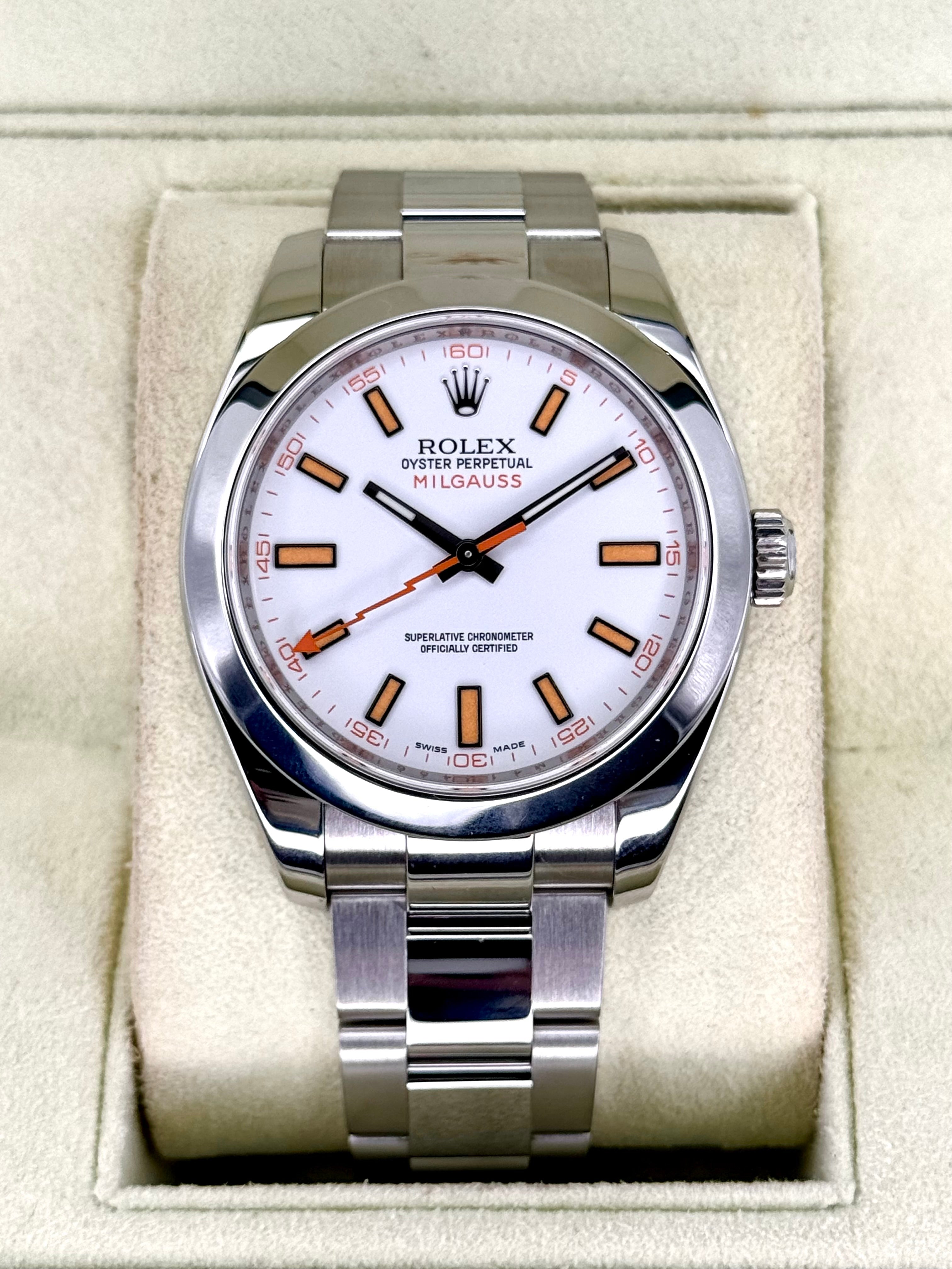 Rolex R74008 2008 Rolex Milgauss 40mm 116400 Stainless Steel White Dial