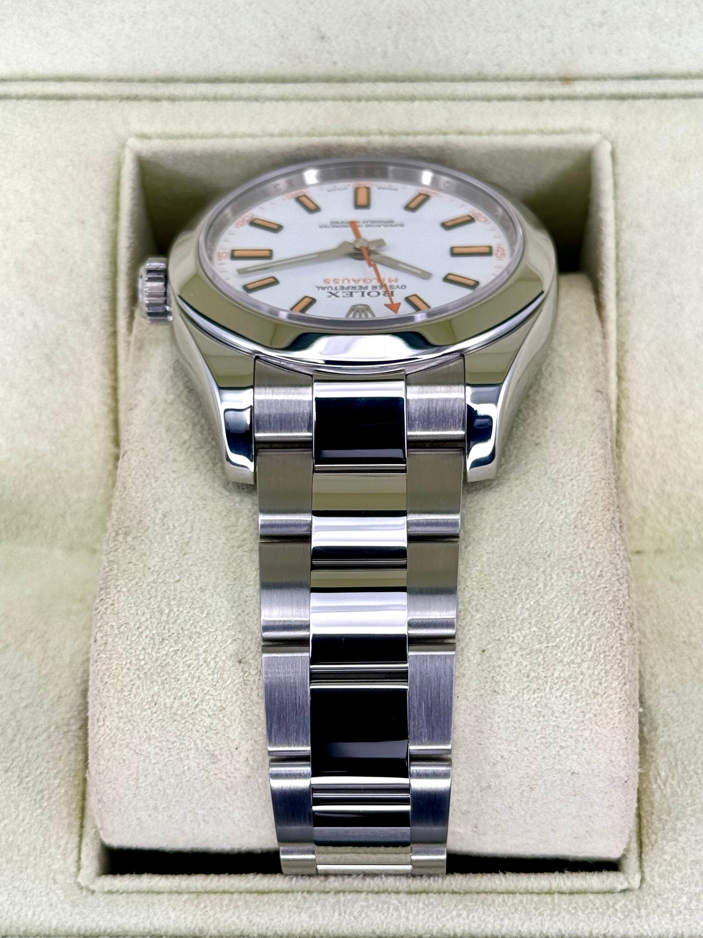 2008 Rolex Milgauss 40mm 116400 Stainless Steel White Dial - MyWatchLLC