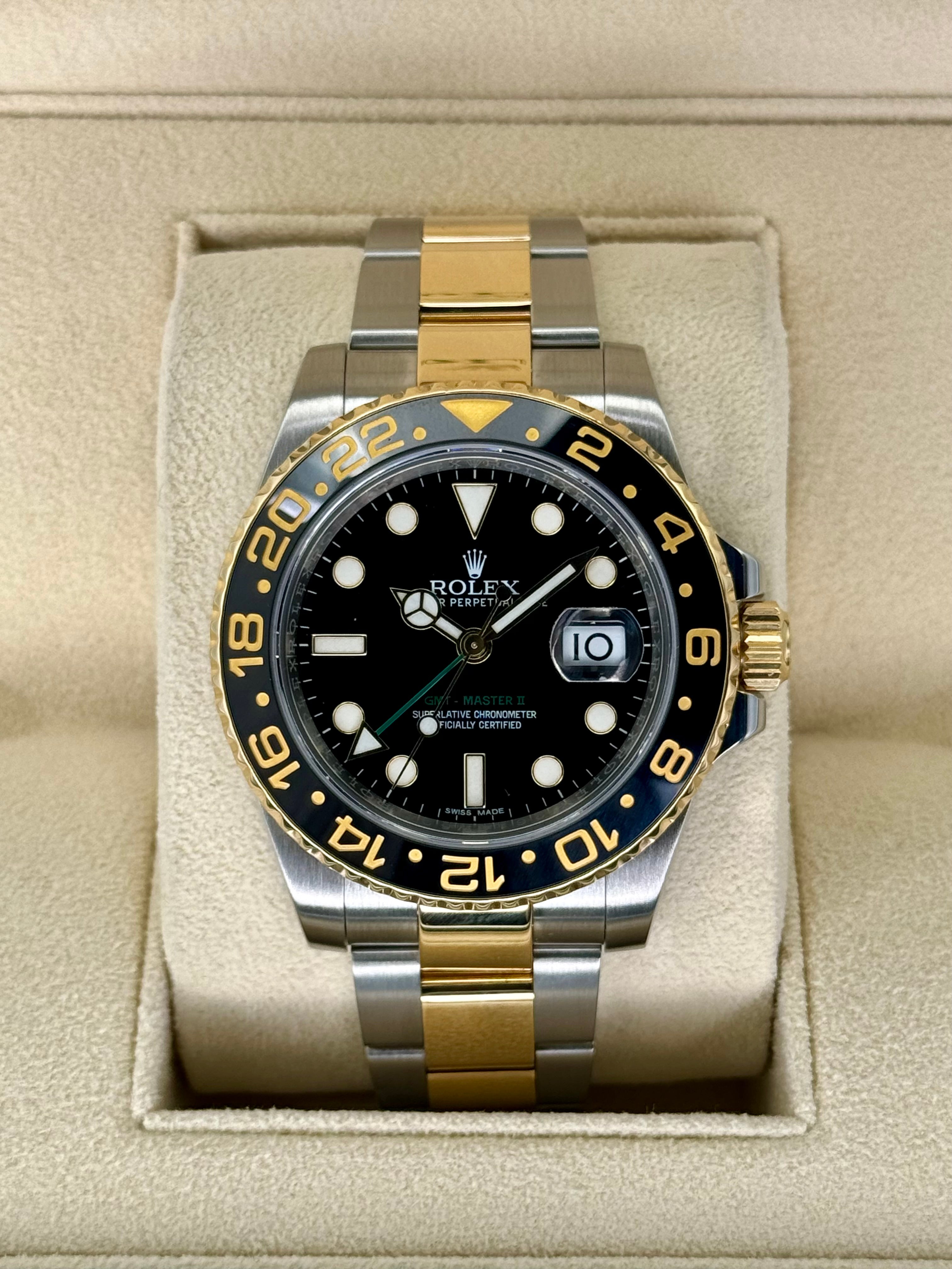 Rolex GMT Master II 40mm 116713LN Two Tone Black Dial MyWatchLLC