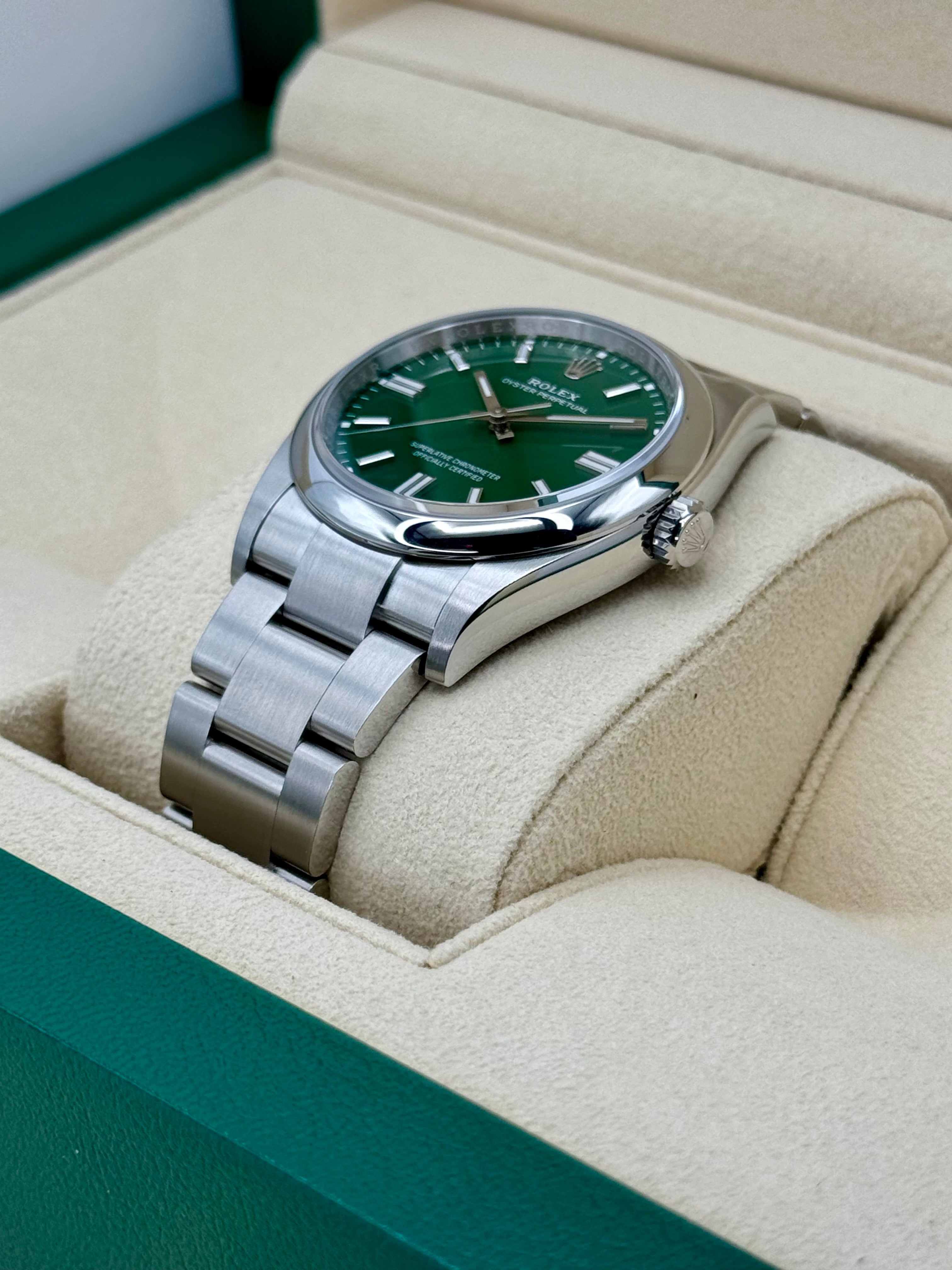 NEW 2024 Rolex Oyster Perpetual 36mm 126000 Green Dial | MyWatchLLC