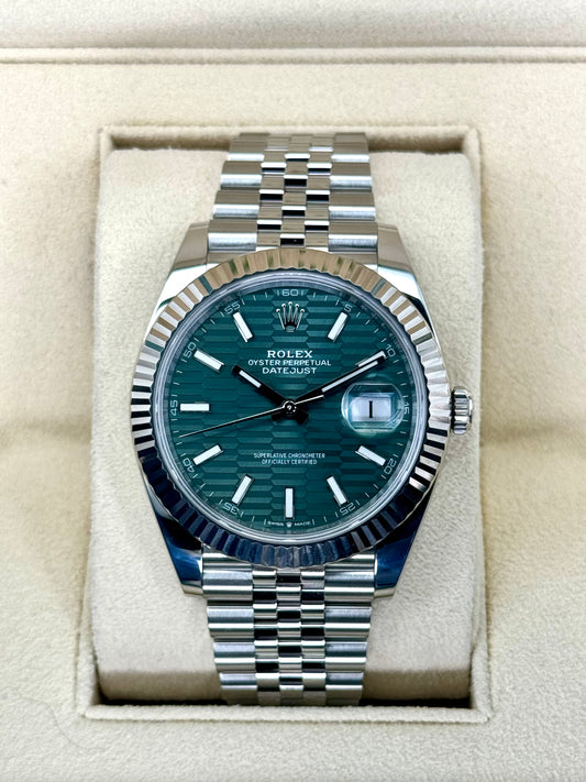 NEW 2023 Rolex Datejust 41mm 126334 Jubilee Green Motif Dial - MyWatchLLC