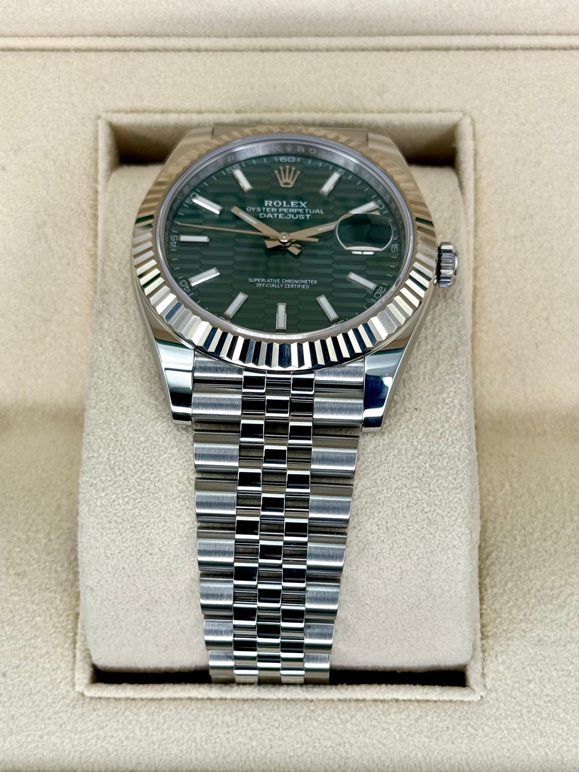 NEW 2023 Rolex Datejust 41mm 126334 Jubilee Green Motif Dial - MyWatchLLC