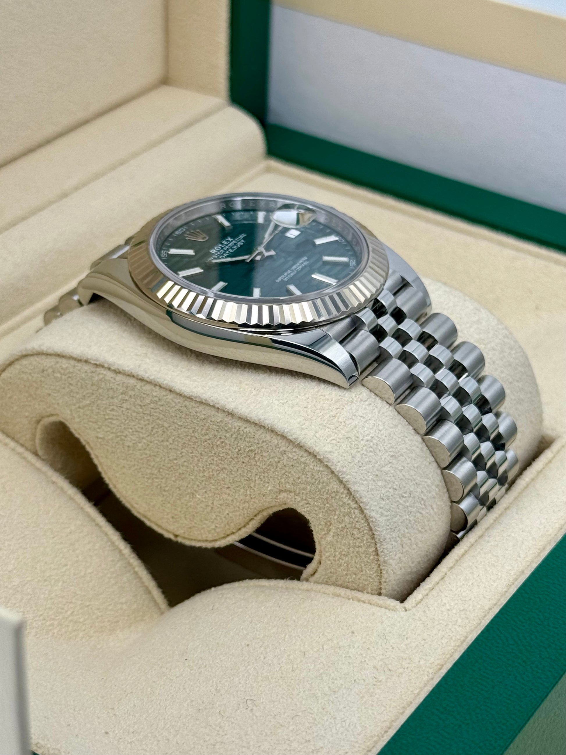 NEW 2023 Rolex Datejust 41mm 126334 Jubilee Green Motif Dial - MyWatchLLC