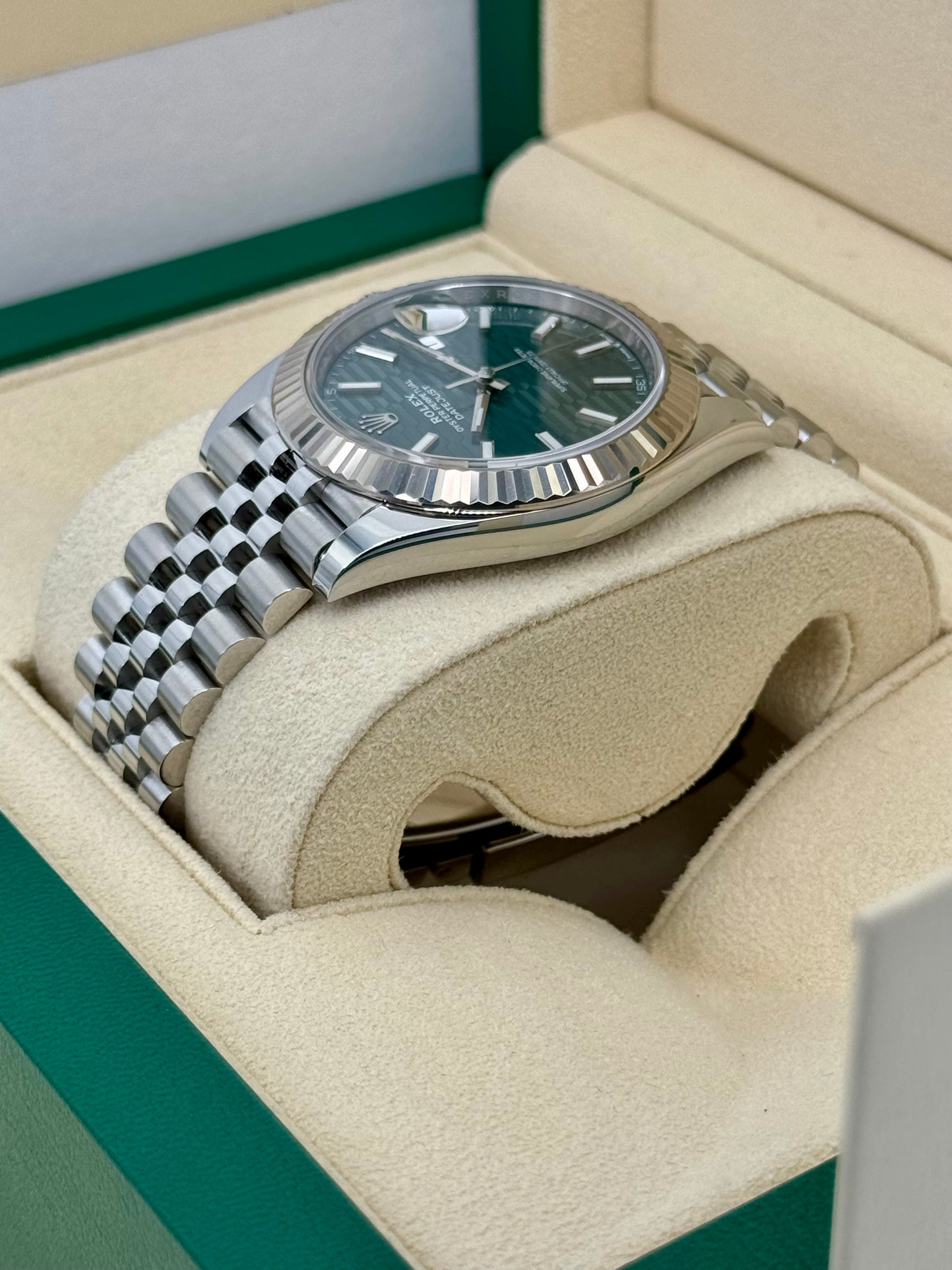 NEW 2023 Rolex Datejust 41mm 126334 Jubilee Green Motif Dial - MyWatchLLC