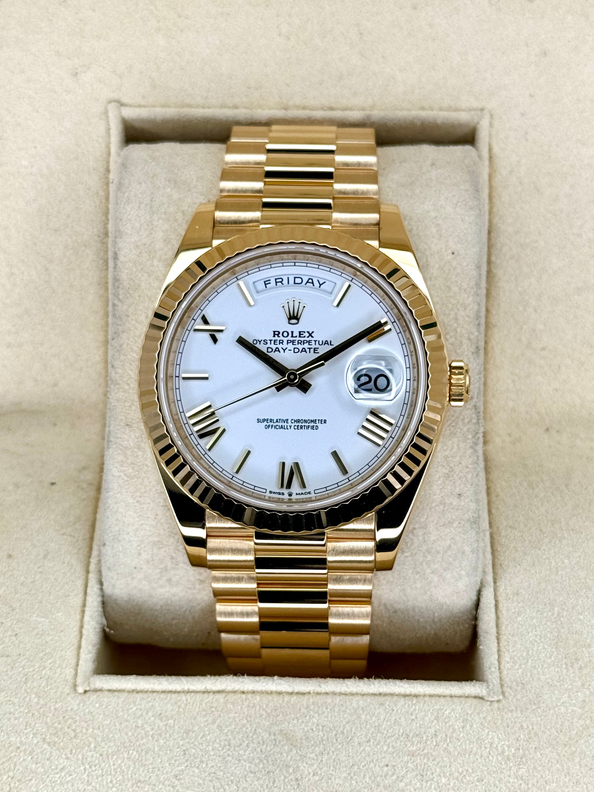 2021 Rolex Day-Date 40mm 228238 Presidential White Roman Numeral Dial - MyWatchLLC