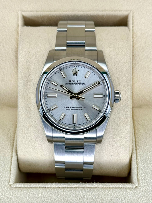 2022 Rolex Oyster Perpetual 34mm Stainless Steel Silver Dial - MyWatchLLC