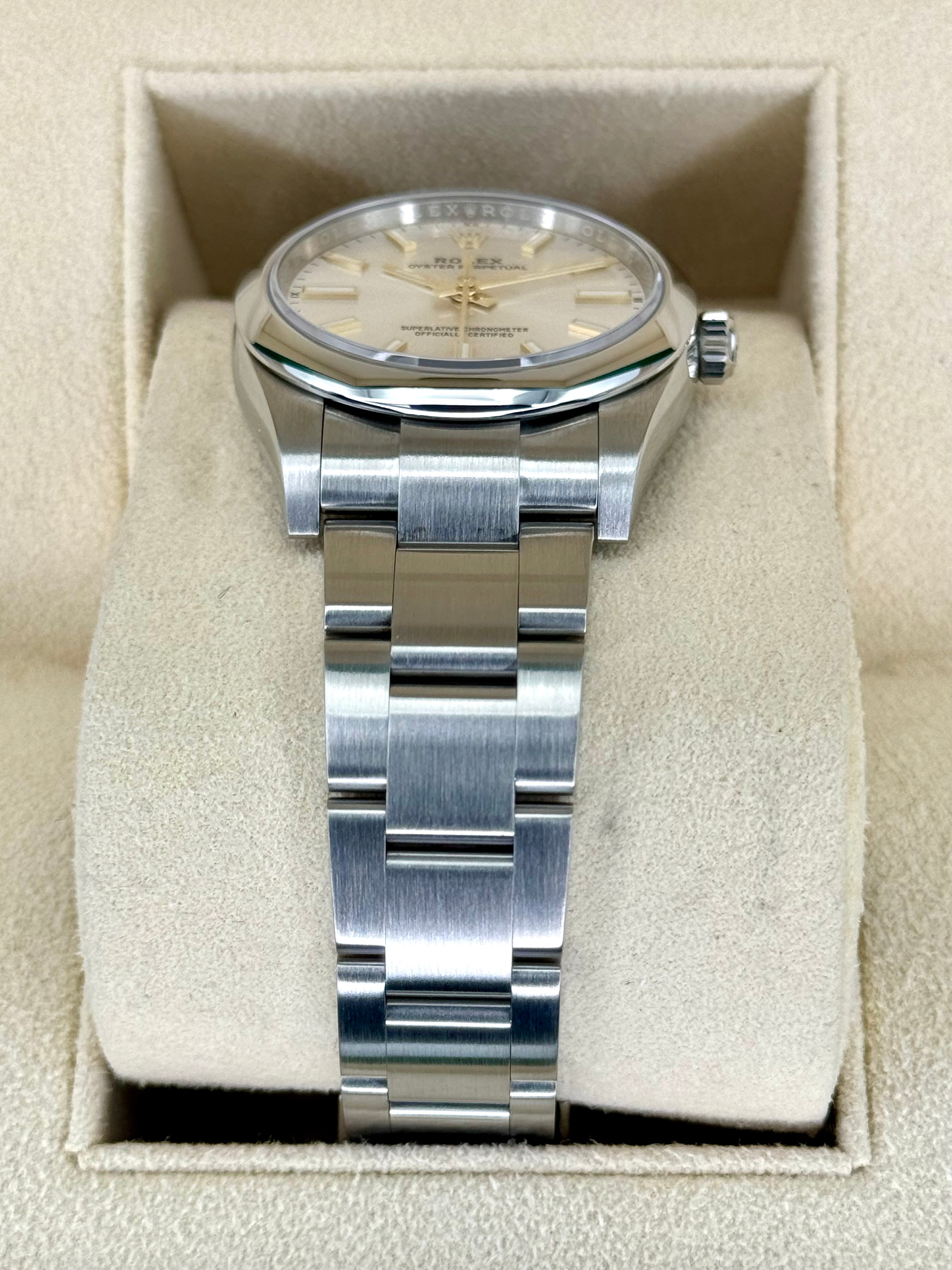 Rolex oyster perpetual discount 34mm silver dial