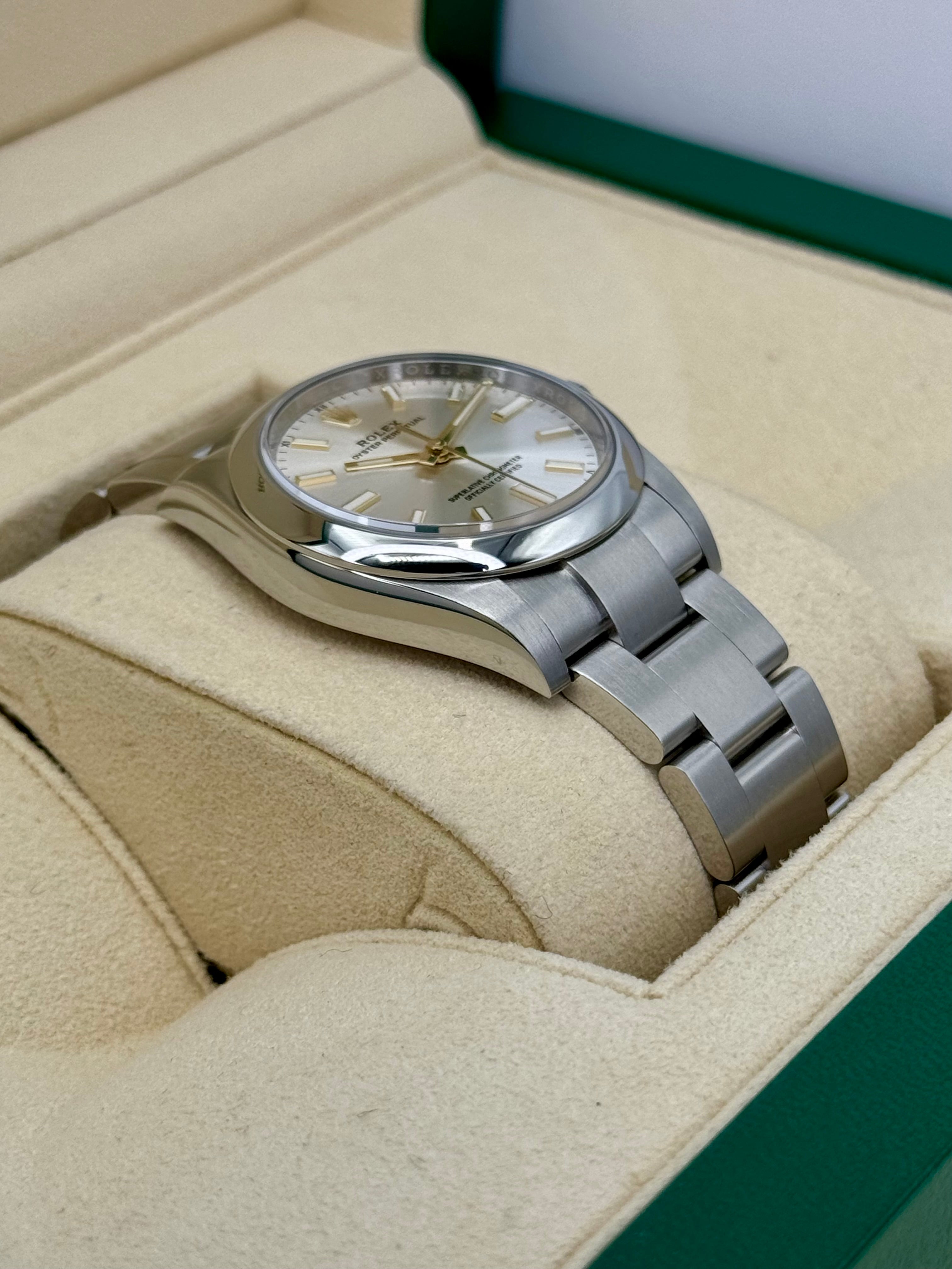 Rolex oyster perpetual hot sale 34mm on wrist