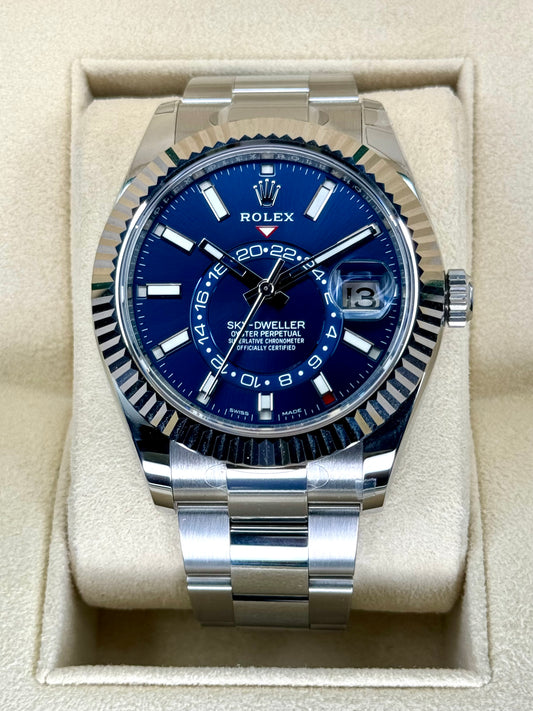 NEW 2022 Sky-Dweller 42mm 326934 Stainless Steel Oyster Blue Dial - MyWatchLLC