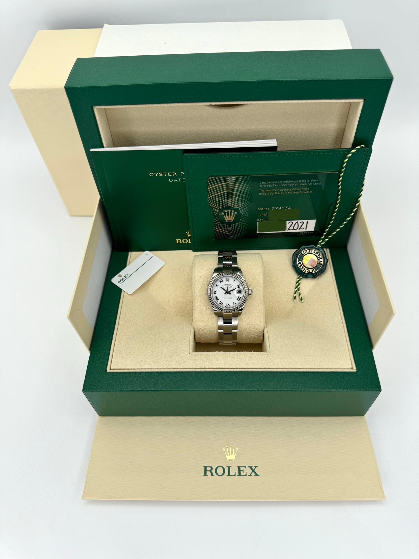 2021 Rolex Lady Datejust 28mm 279174 Stainless Steel Oyster White Dial - MyWatchLLC