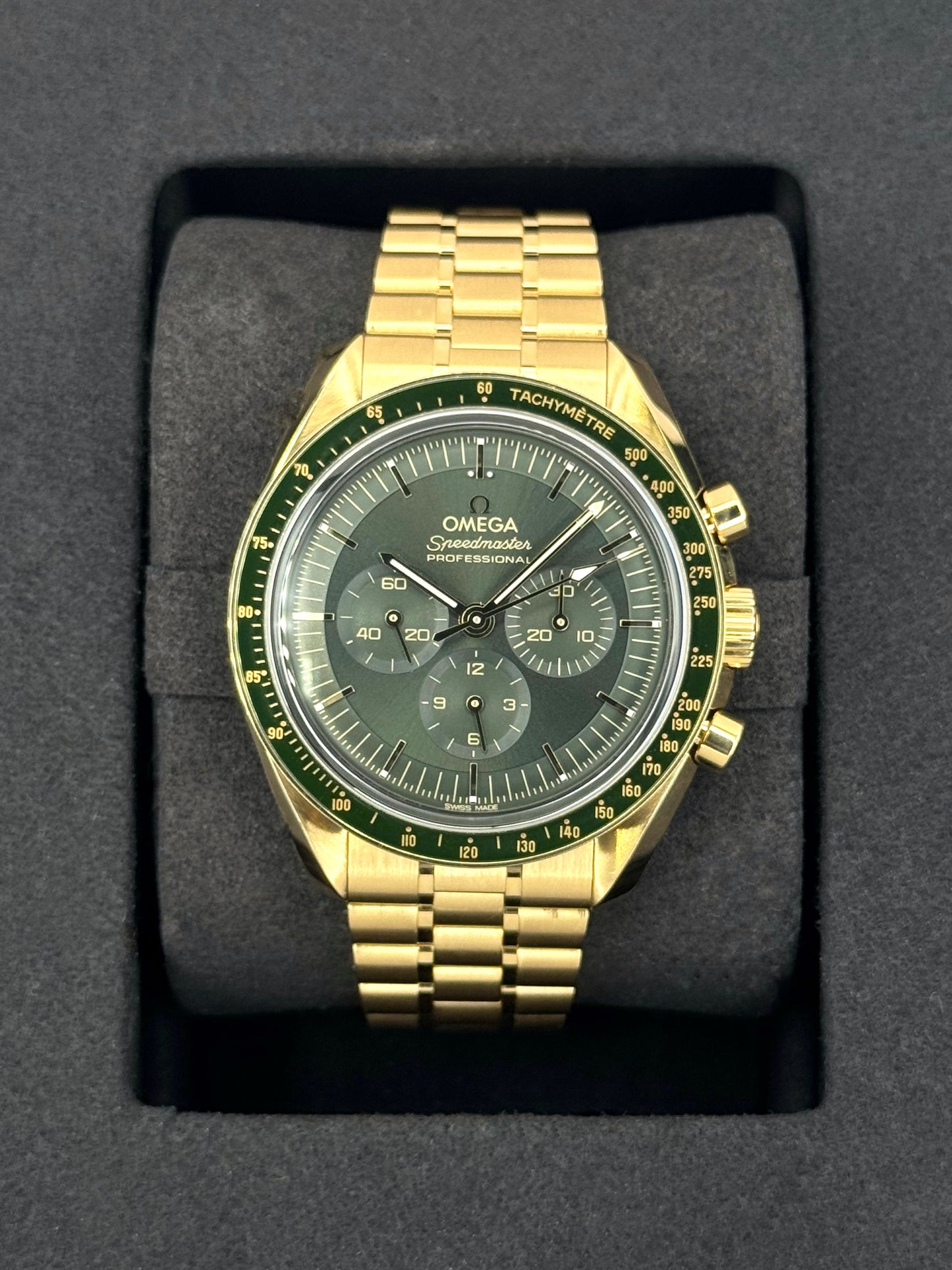 2023 Omega  Speedmaster Moonwatch 42mm Moonshine Gold Green Dial - MyWatchLLC