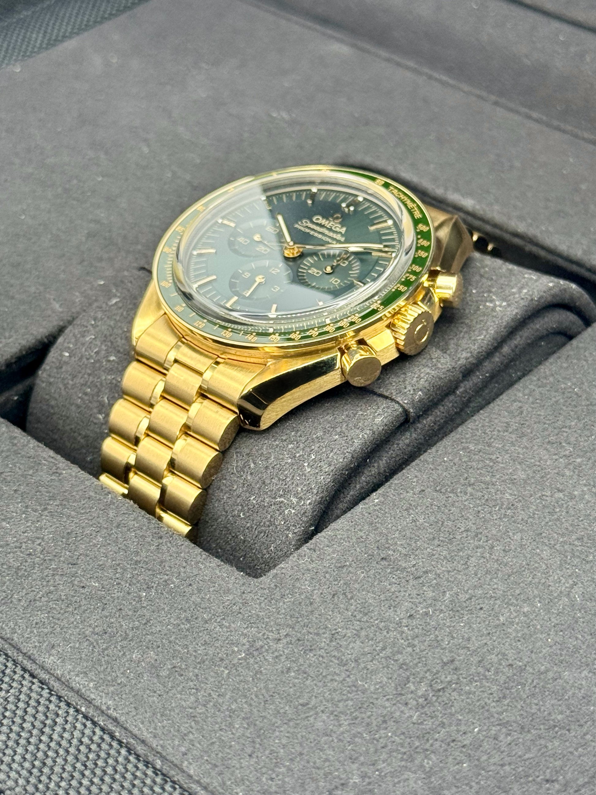 2023 Omega  Speedmaster Moonwatch 42mm Moonshine Gold Green Dial - MyWatchLLC