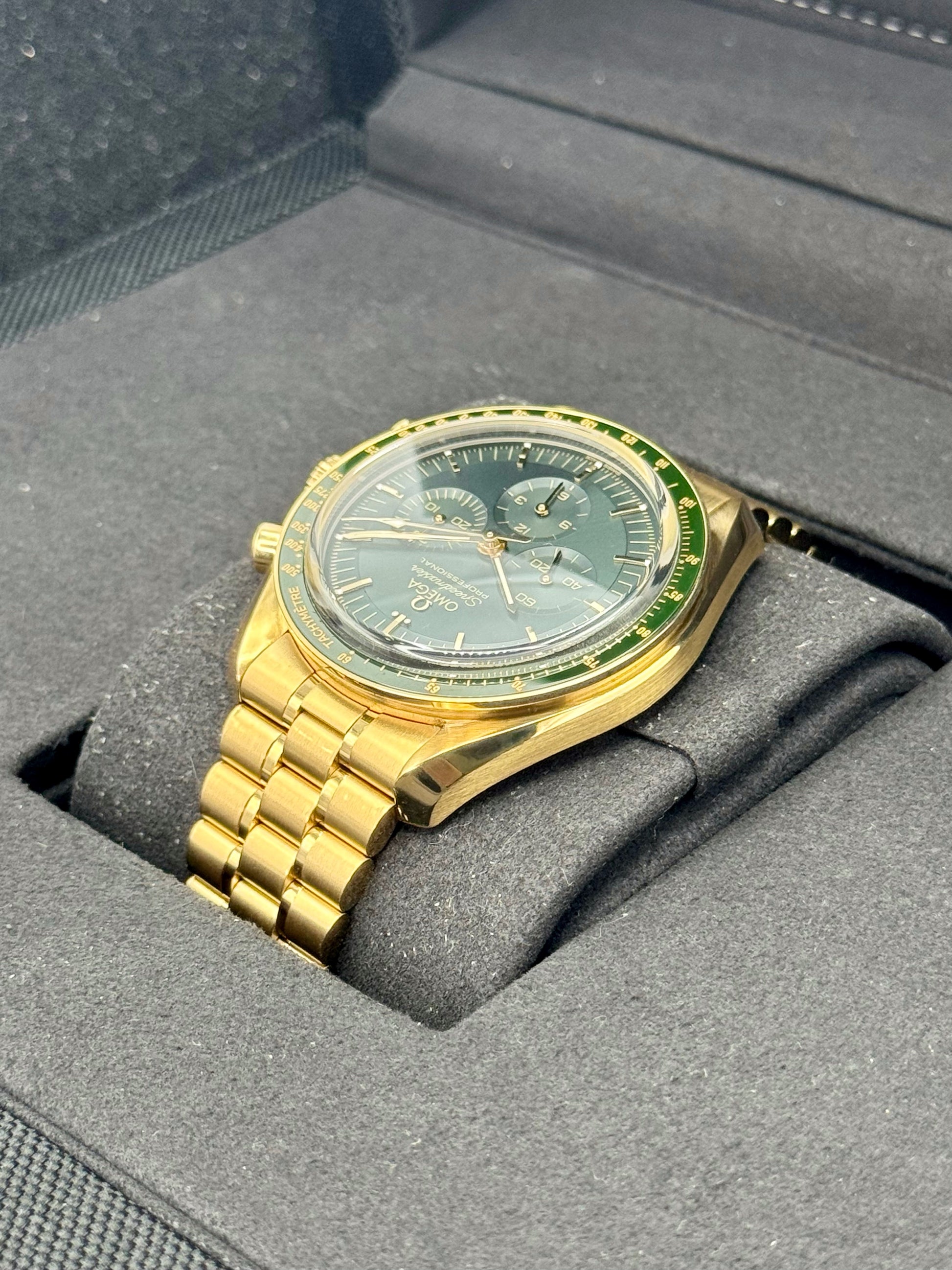 2023 Omega  Speedmaster Moonwatch 42mm Moonshine Gold Green Dial - MyWatchLLC