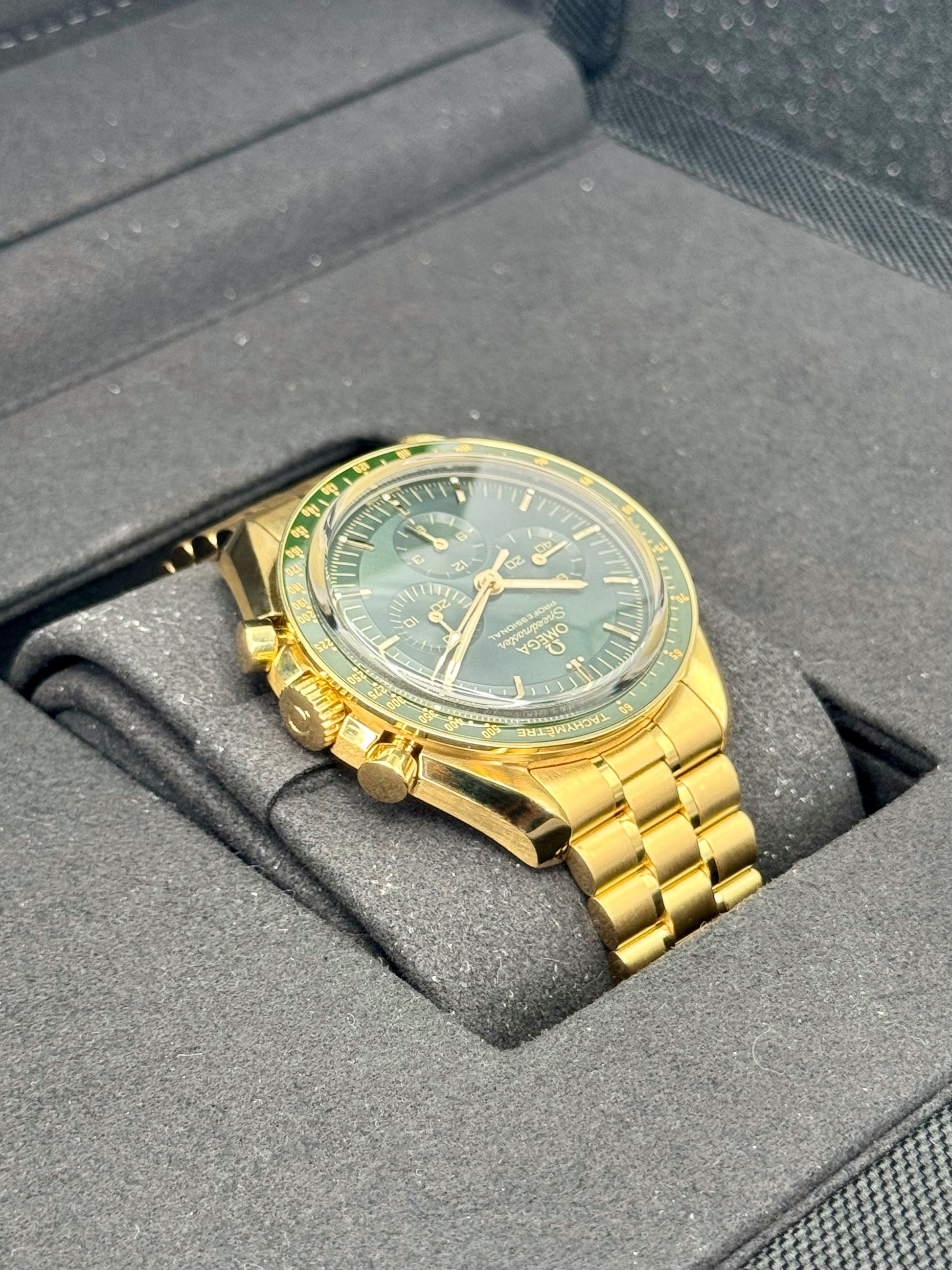 2023 Omega  Speedmaster Moonwatch 42mm Moonshine Gold Green Dial - MyWatchLLC