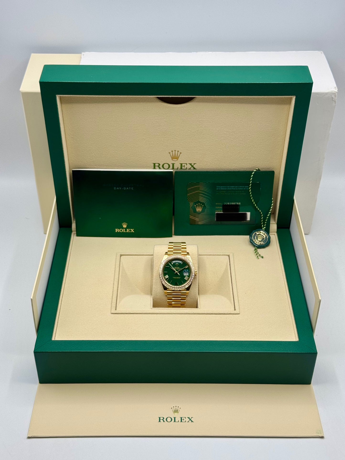 2023 Rolex Day-Date 40mm 228398TBR Presidential Yellow Gold Green Dial - MyWatchLLC