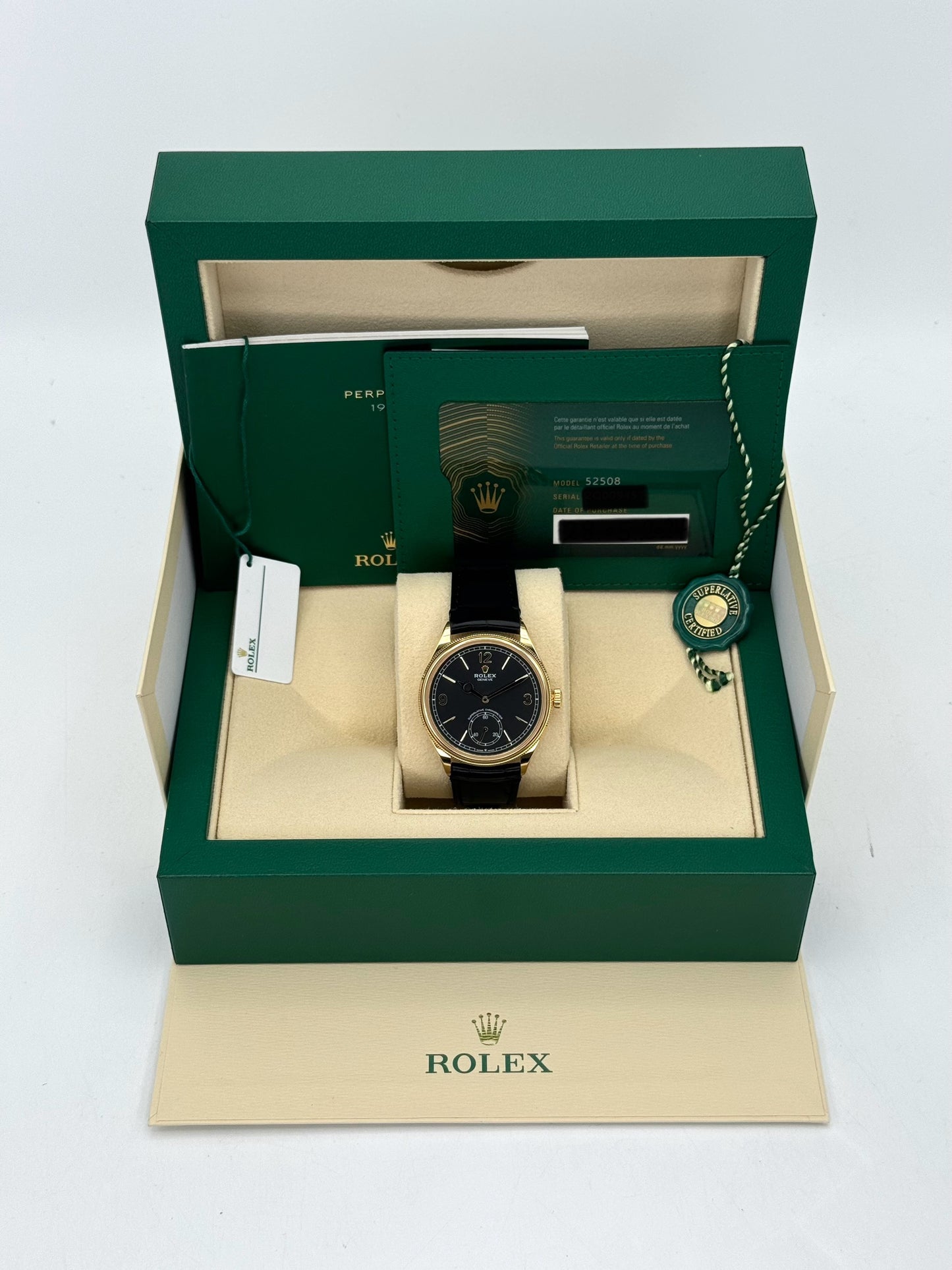 NEW 2024 Rolex 1908 39mm 52508 Yellow Gold Black Dial