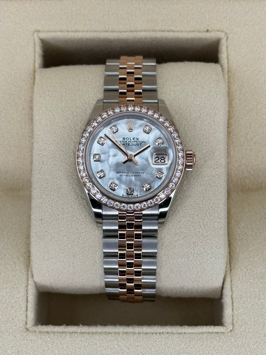 NEW 2023 Rolex Lady-Datejust 28mm Two-Tone MOP Diamond Dial - MyWatchLLC