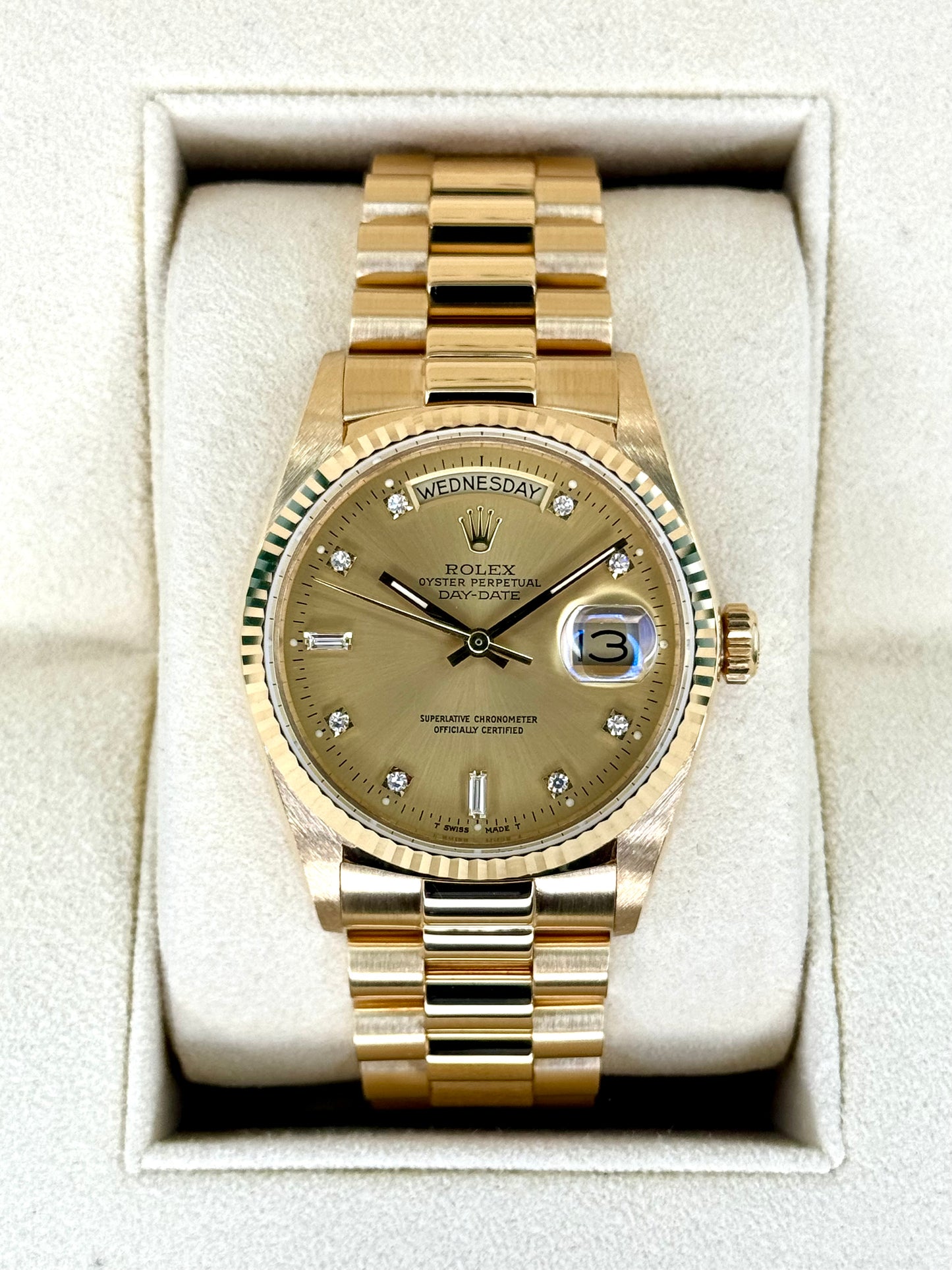 1987 Rolex Day-Date 36mm 18038 Presidential Champagne Diamond Dial