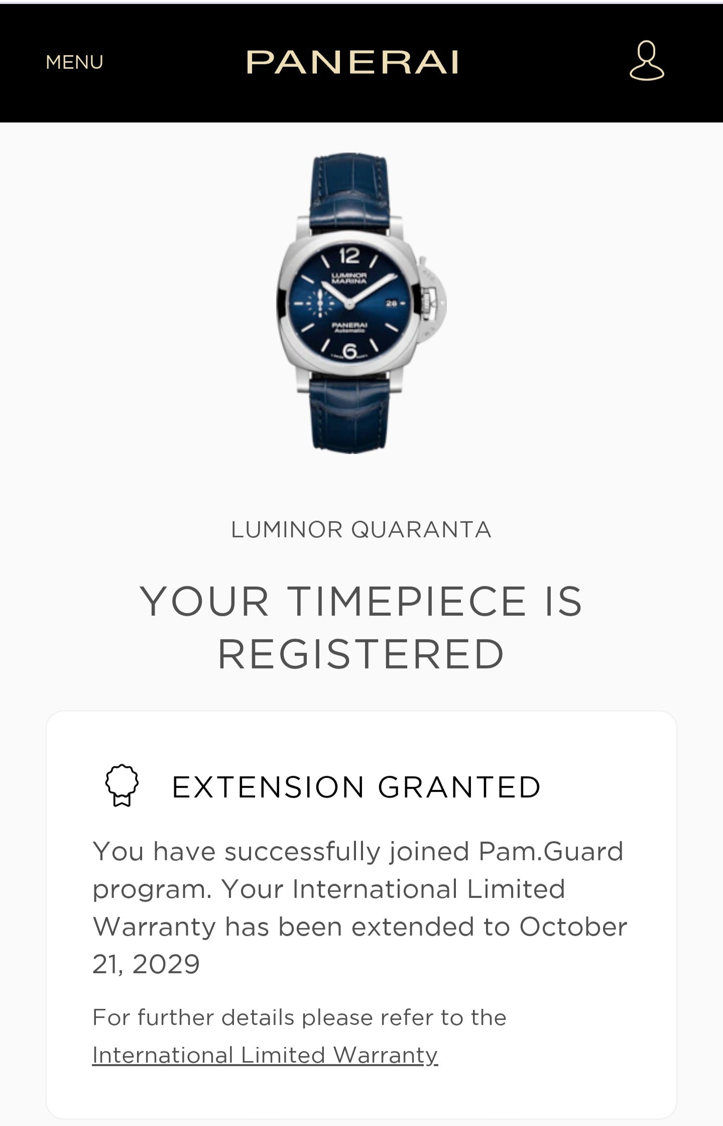 2021 Panerai Luminor Marina Quaranta 40mm PAM01270 Stainless Steel Blue Dial