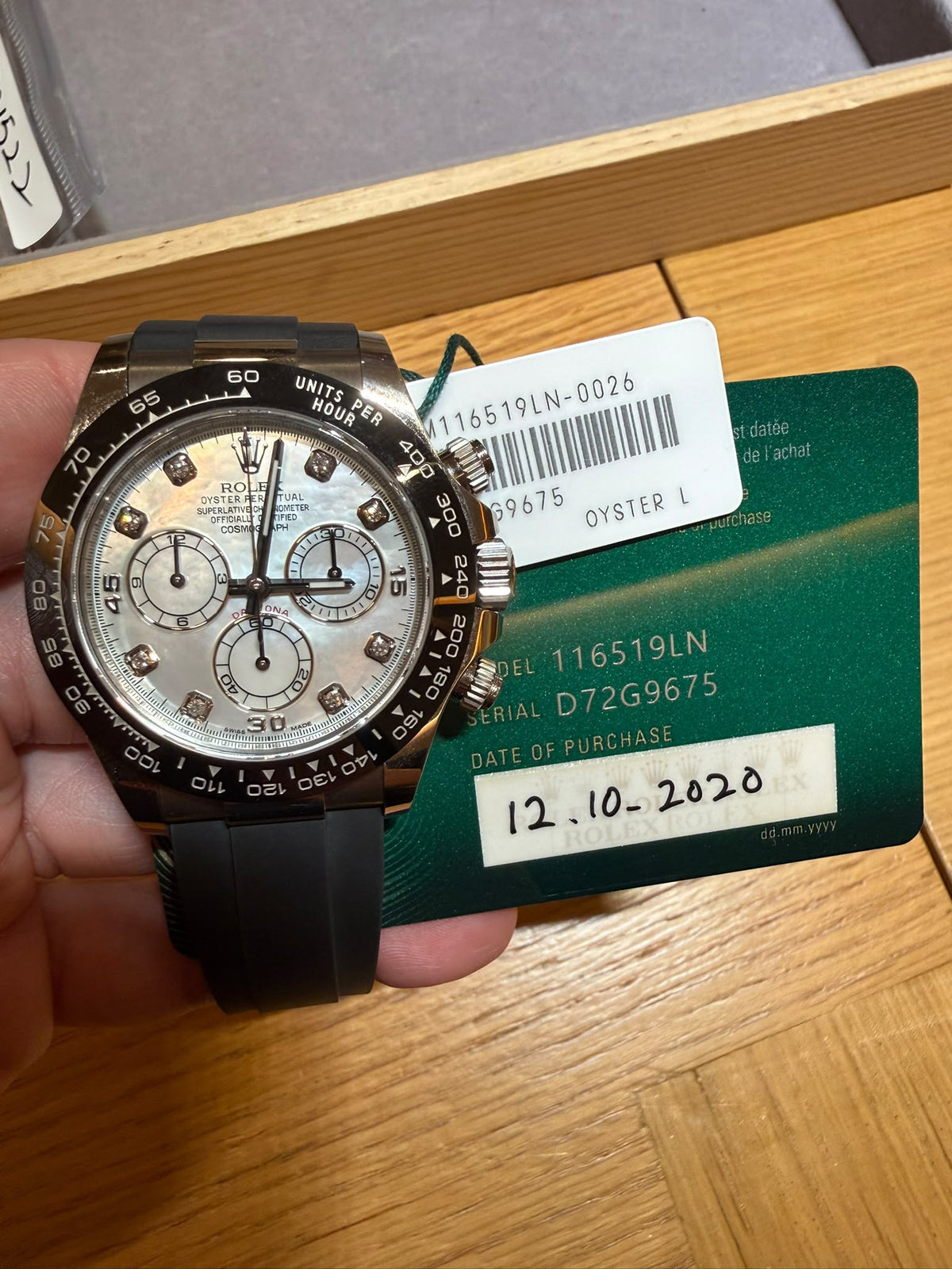 2020 Rolex Daytona 40mm 116519LN White Gold MOP Dial