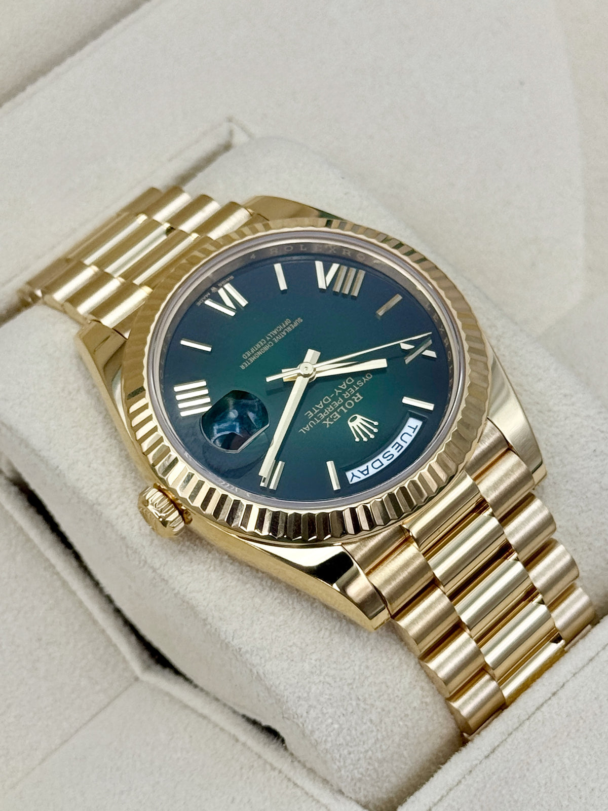 2024 Rolex Day-Date 40mm 228238 Presidential Green Ombre Dial - MyWatchLLC