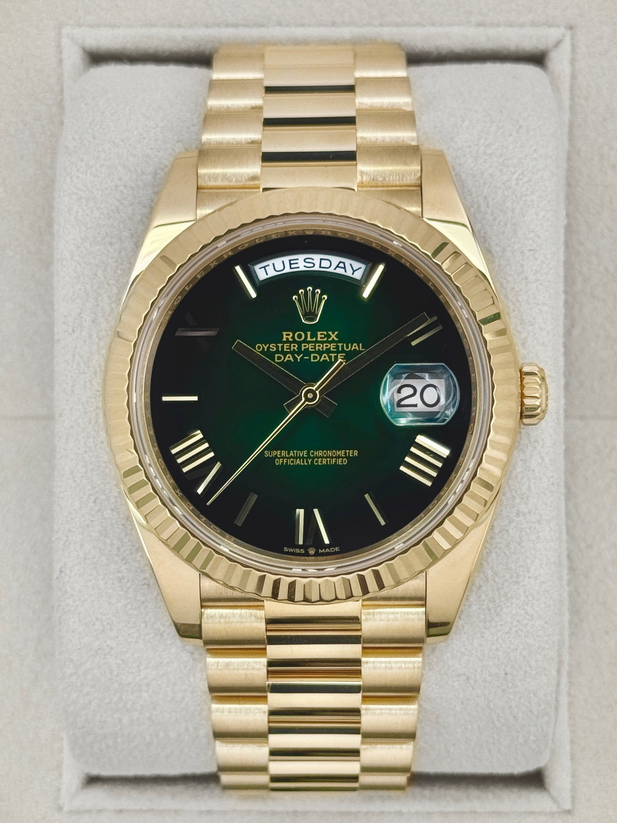 2024 Rolex Day-Date 40mm 228238 Presidential Green Ombre Dial - MyWatchLLC