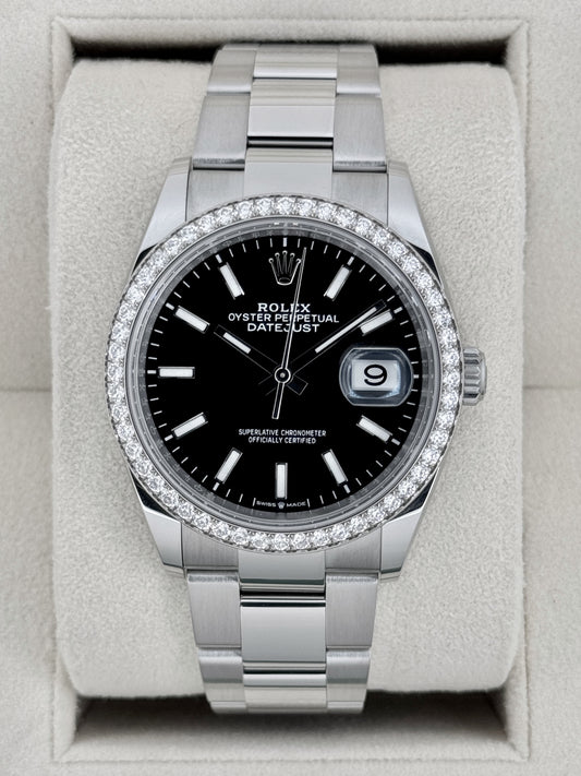 2022 Rolex Datejust 36mm 126284RBR Stainless Steel Oyster Black Dial - MyWatchLLC
