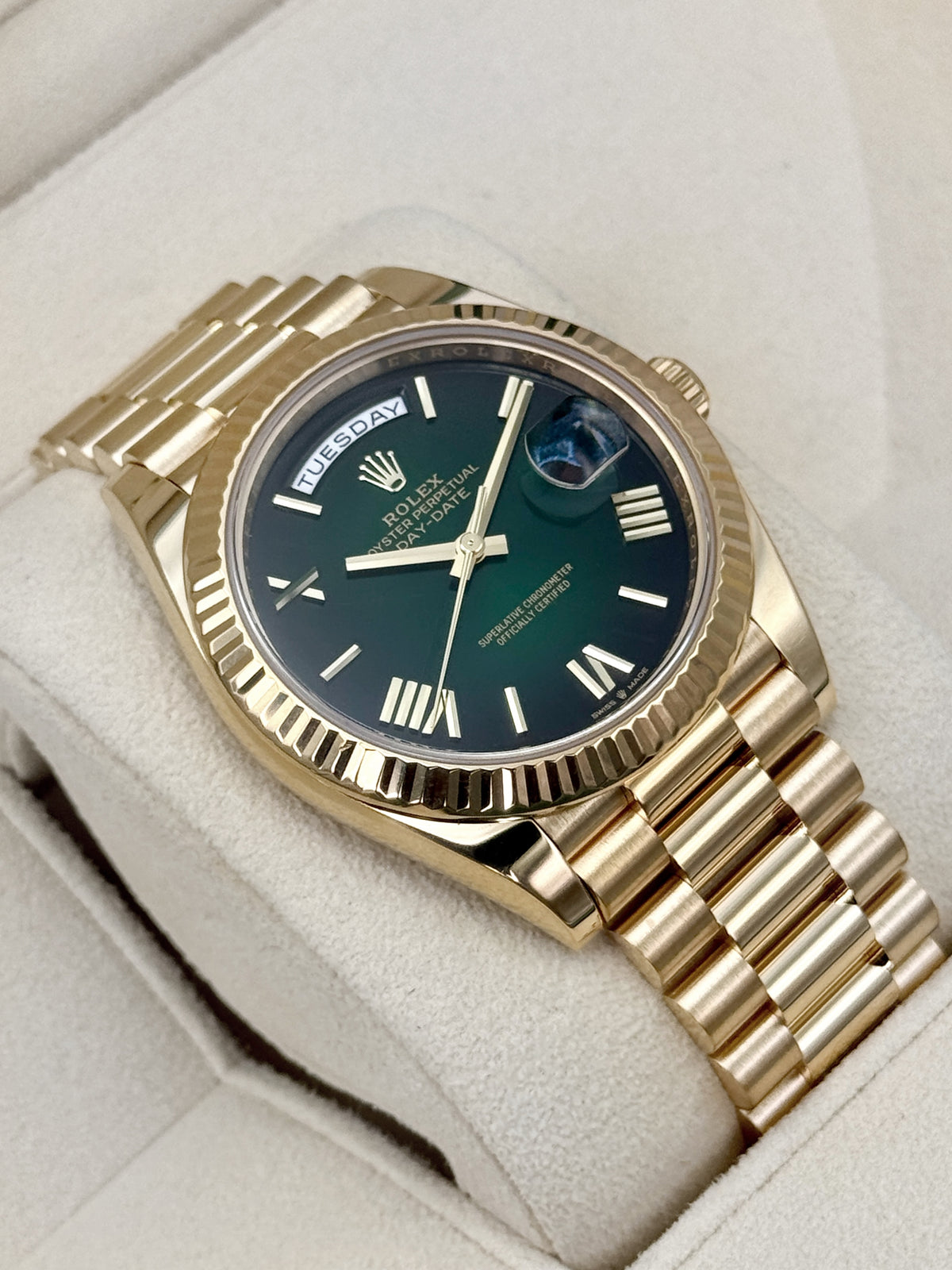 2024 Rolex Day-Date 40mm 228238 Presidential Green Ombre Dial - MyWatchLLC