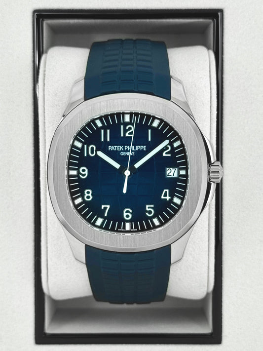 2026 Patek Philippe Aquanaut 42mm 5168G-001 White Gold Blue Dial (STICKERED) - MyWatchLLC