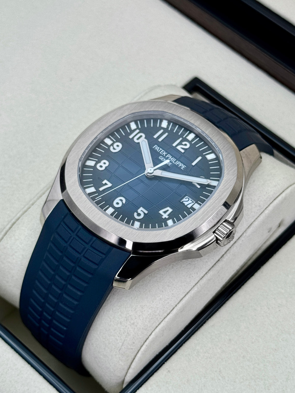 2026 Patek Philippe Aquanaut 42mm 5168G-001 White Gold Blue Dial (STICKERED) - MyWatchLLC