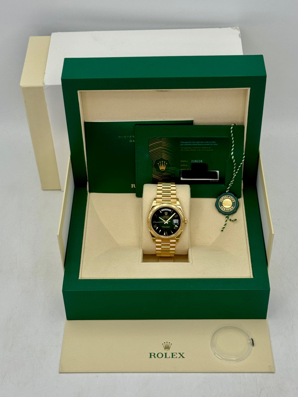 2024 Rolex Day-Date 40mm 228238 Presidential Green Ombre Dial - MyWatchLLC