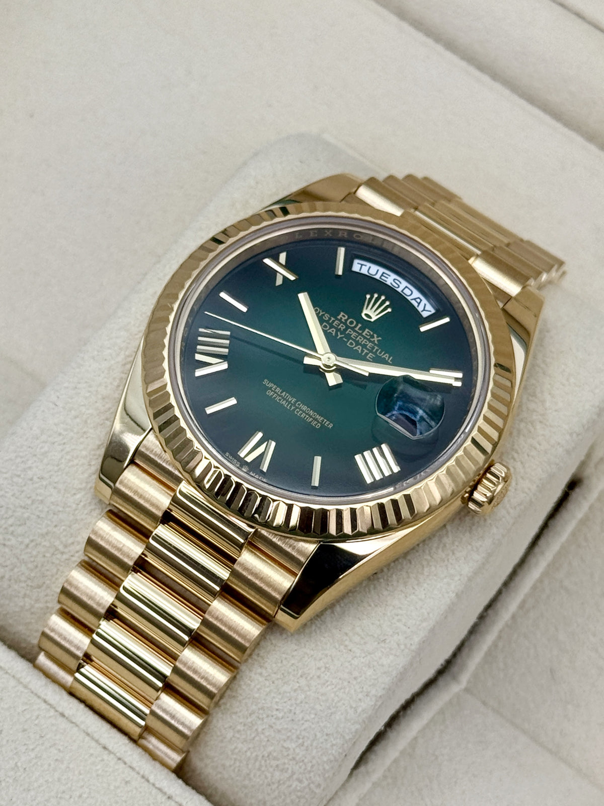 2024 Rolex Day-Date 40mm 228238 Presidential Green Ombre Dial - MyWatchLLC