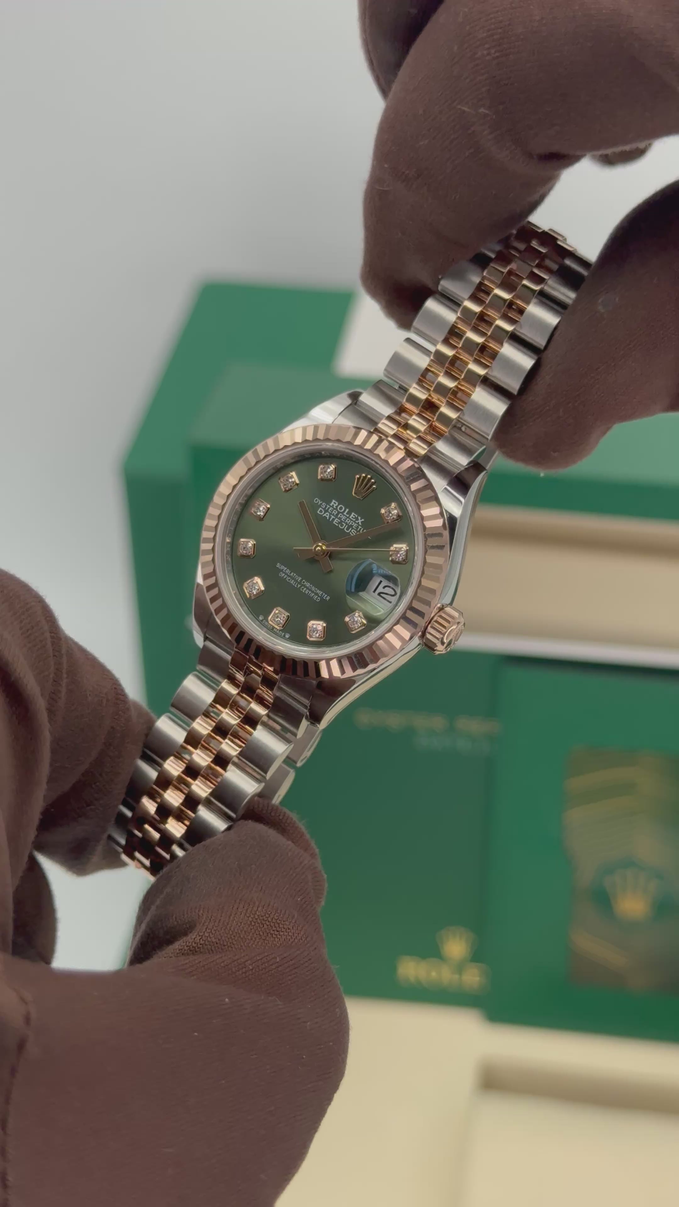 NEW 2025 Rolex Ladies Datejust 28mm 279171 Two-Tone Green Diamond Dial