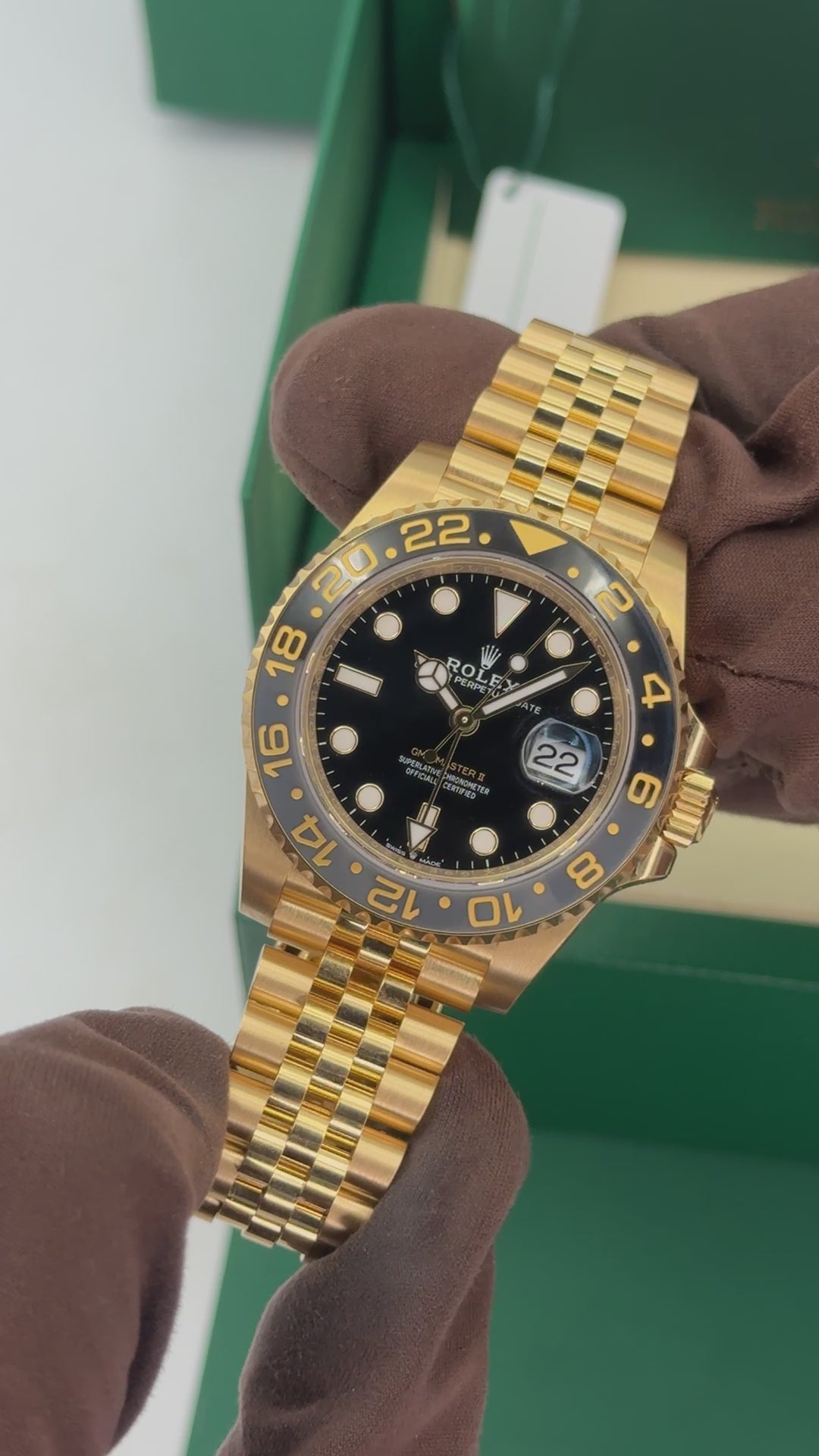 NEW 2025 Rolex GMT-Master II 40mm 126718GRNR Yellow Gold Jubilee Black