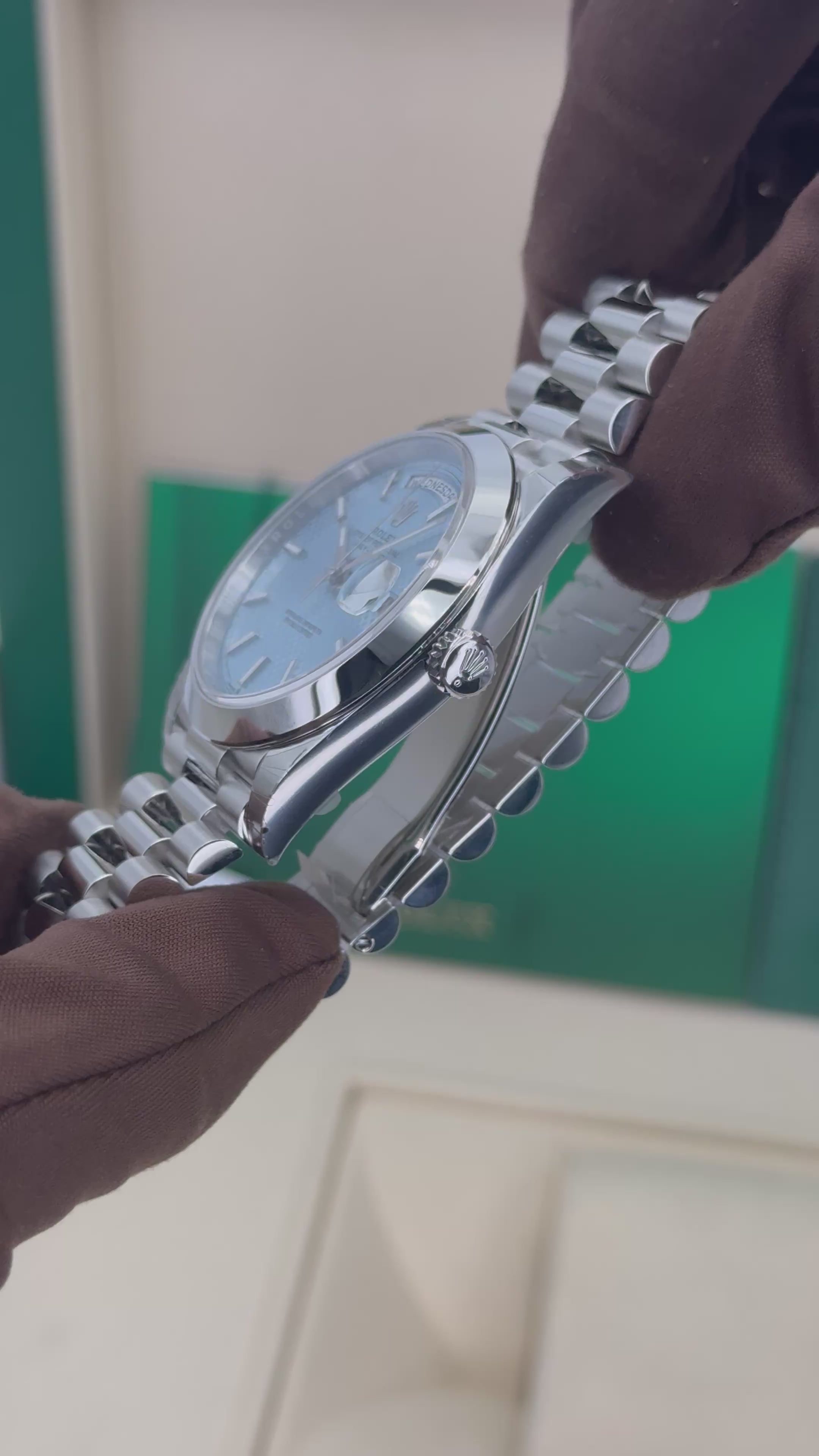 NEW 2024 Rolex Day-Date 40mm 228206 Platinum Blue Motif Dial