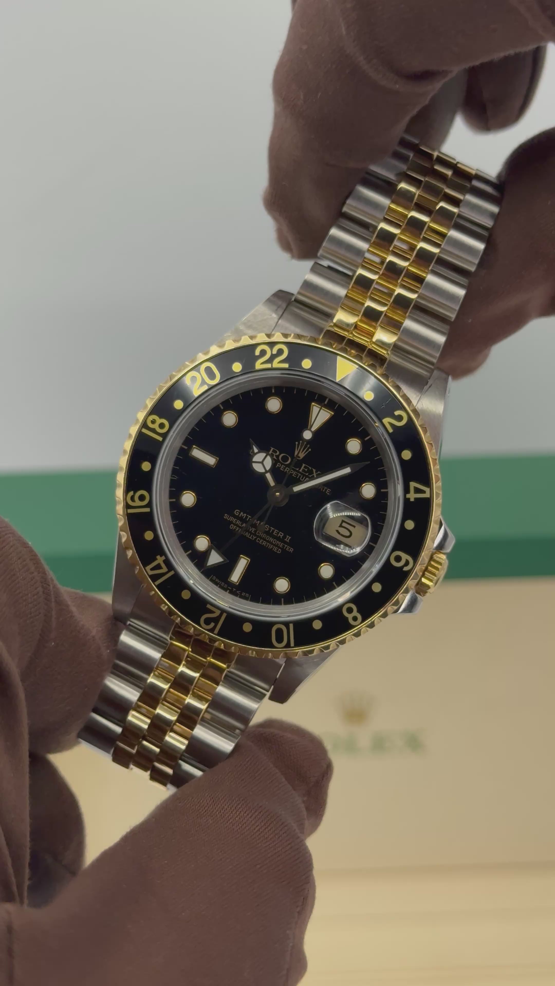 1988 Rolex GMT-Master II 40mm 16713 Two-Tone Jubilee Black Dial