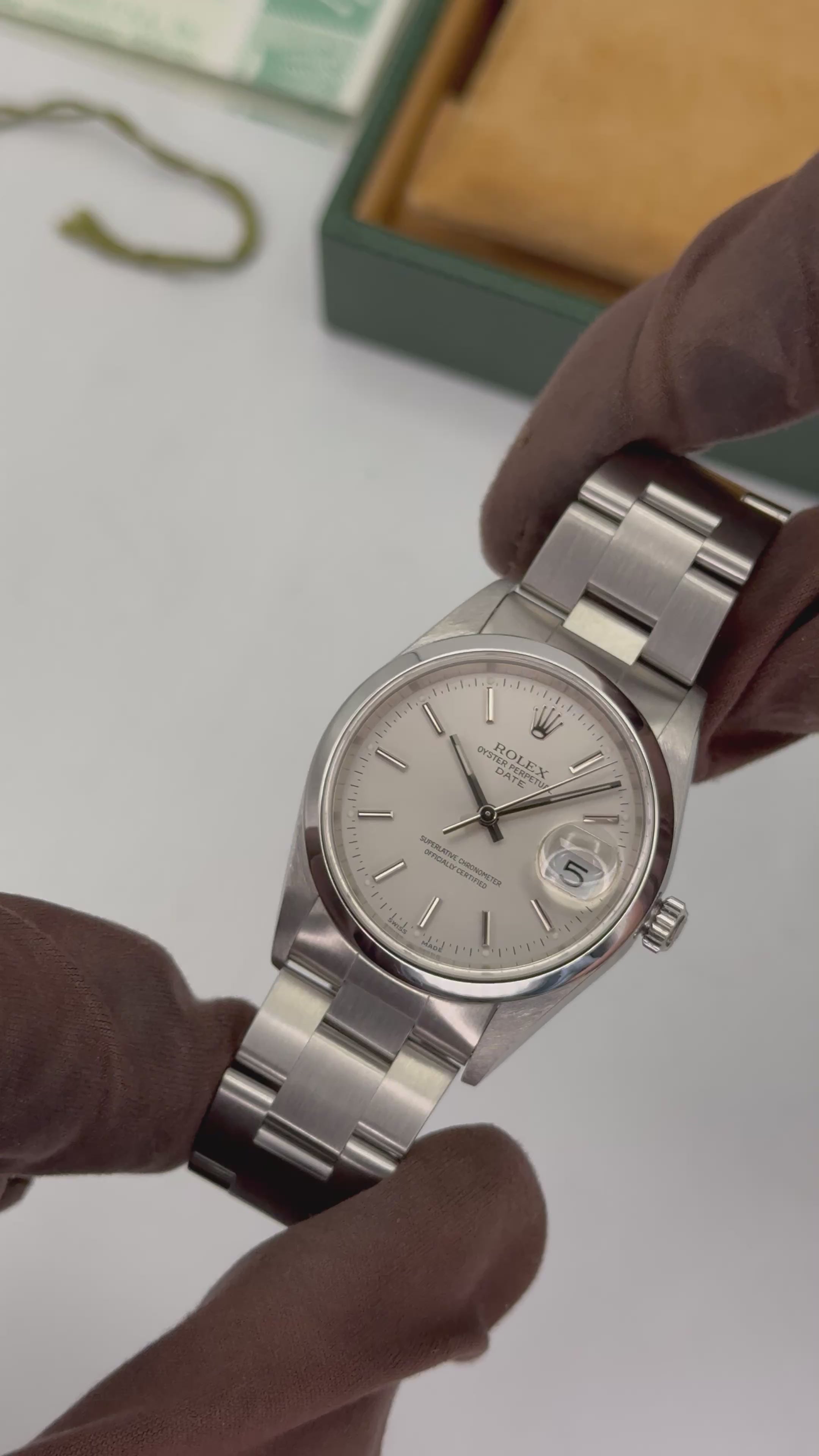 2001 Rolex Oyster Perpetual Date 34mm 15200 Stainless Steel Silver Dia